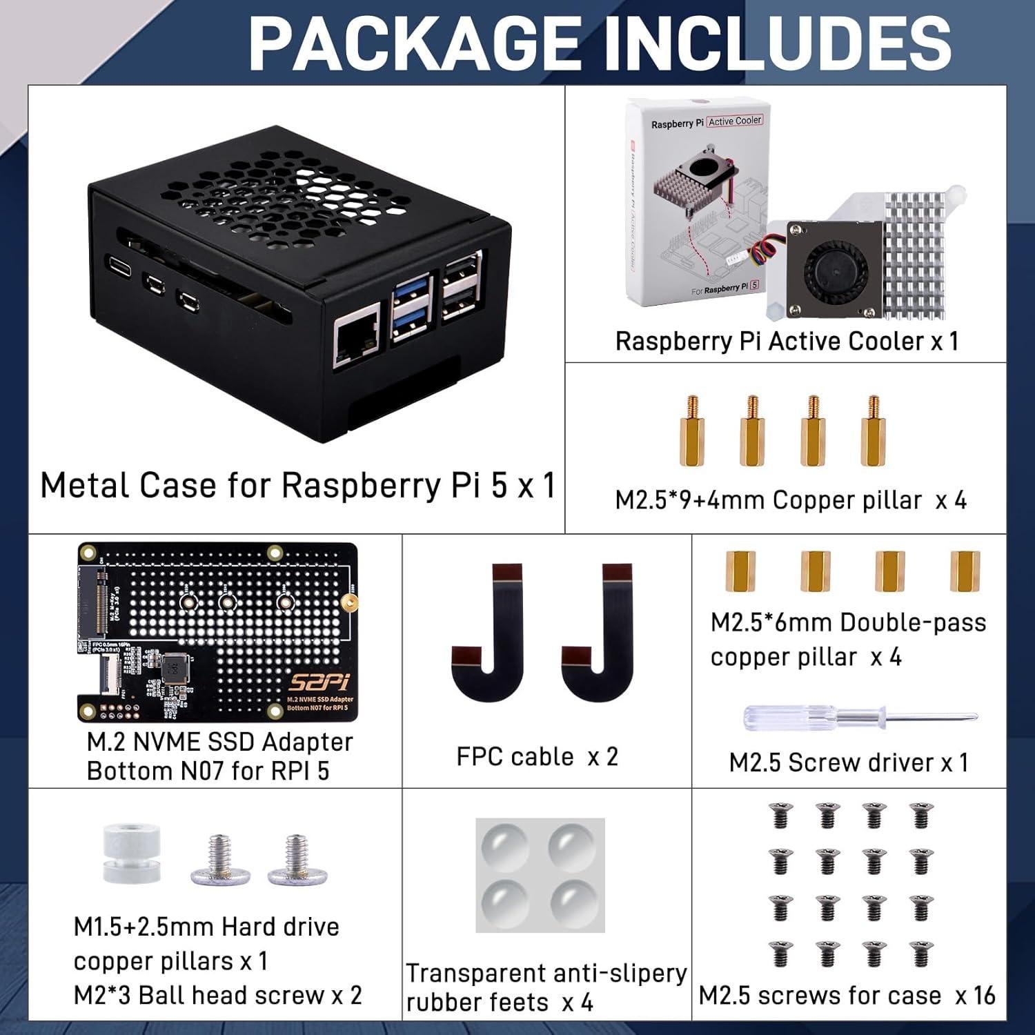 Caja de Metal GeeekPi con Enfriador Activo para Raspberry Pi 5
