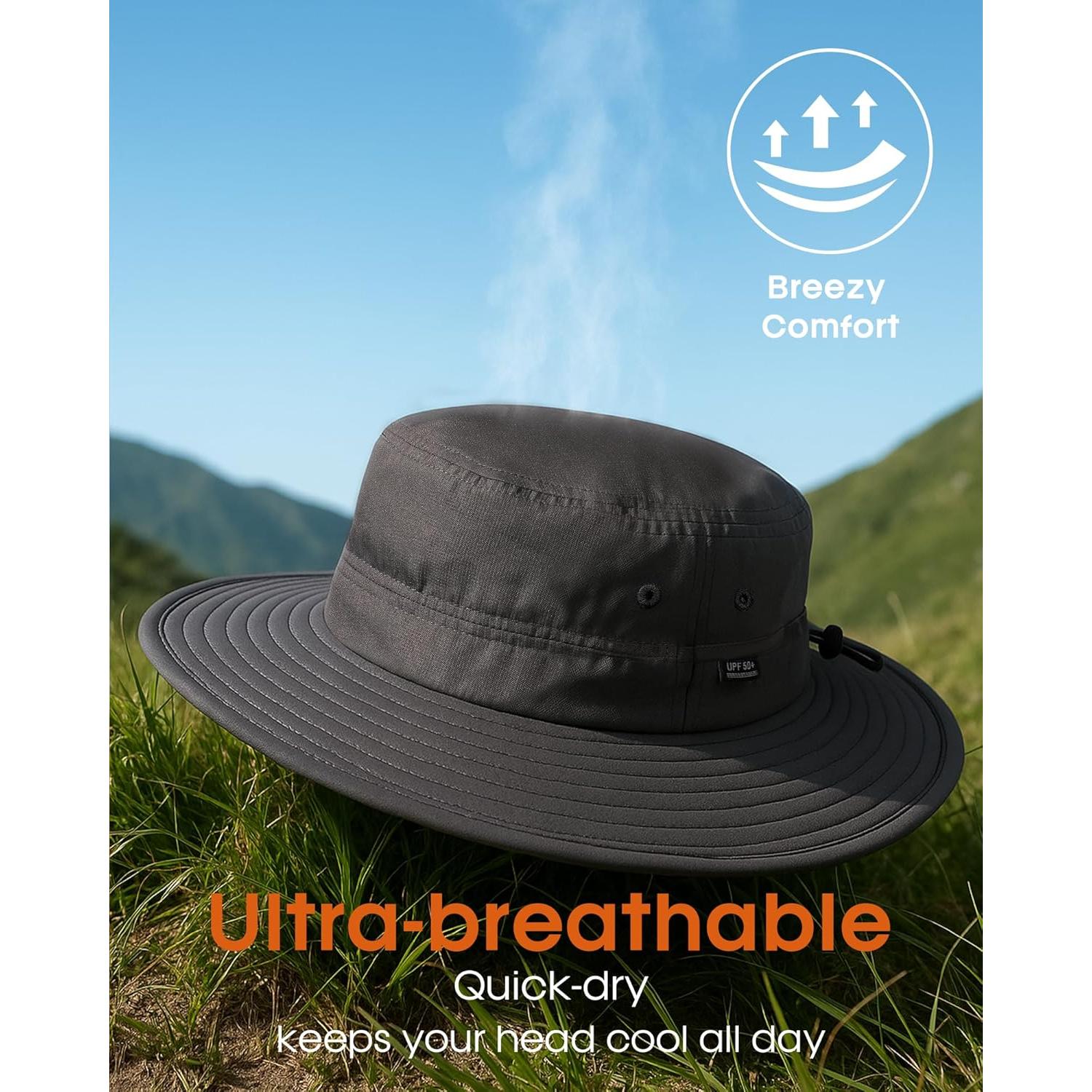 Sombrero Plegable FURTALK Unisex Ala Ancha UPF 50+ Gris Oscuro