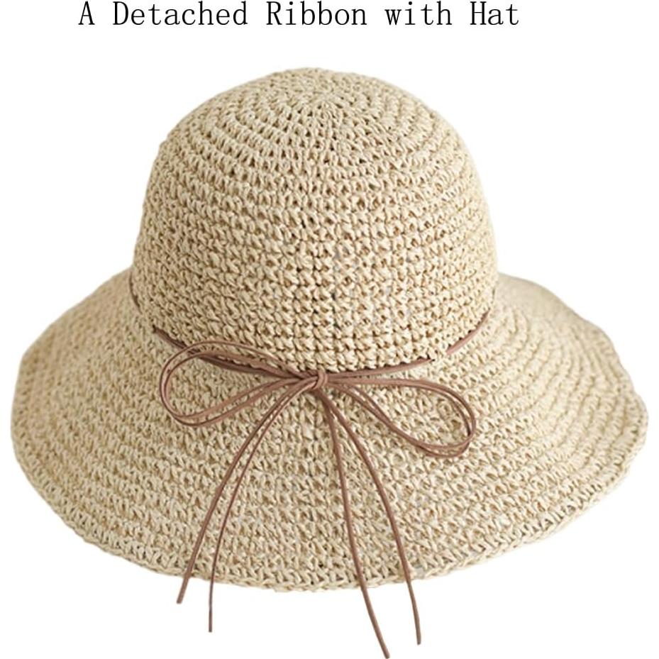 Sombrero de Sol KORADI de Paja para Mujeres - Ala Ancha 9.9 cm