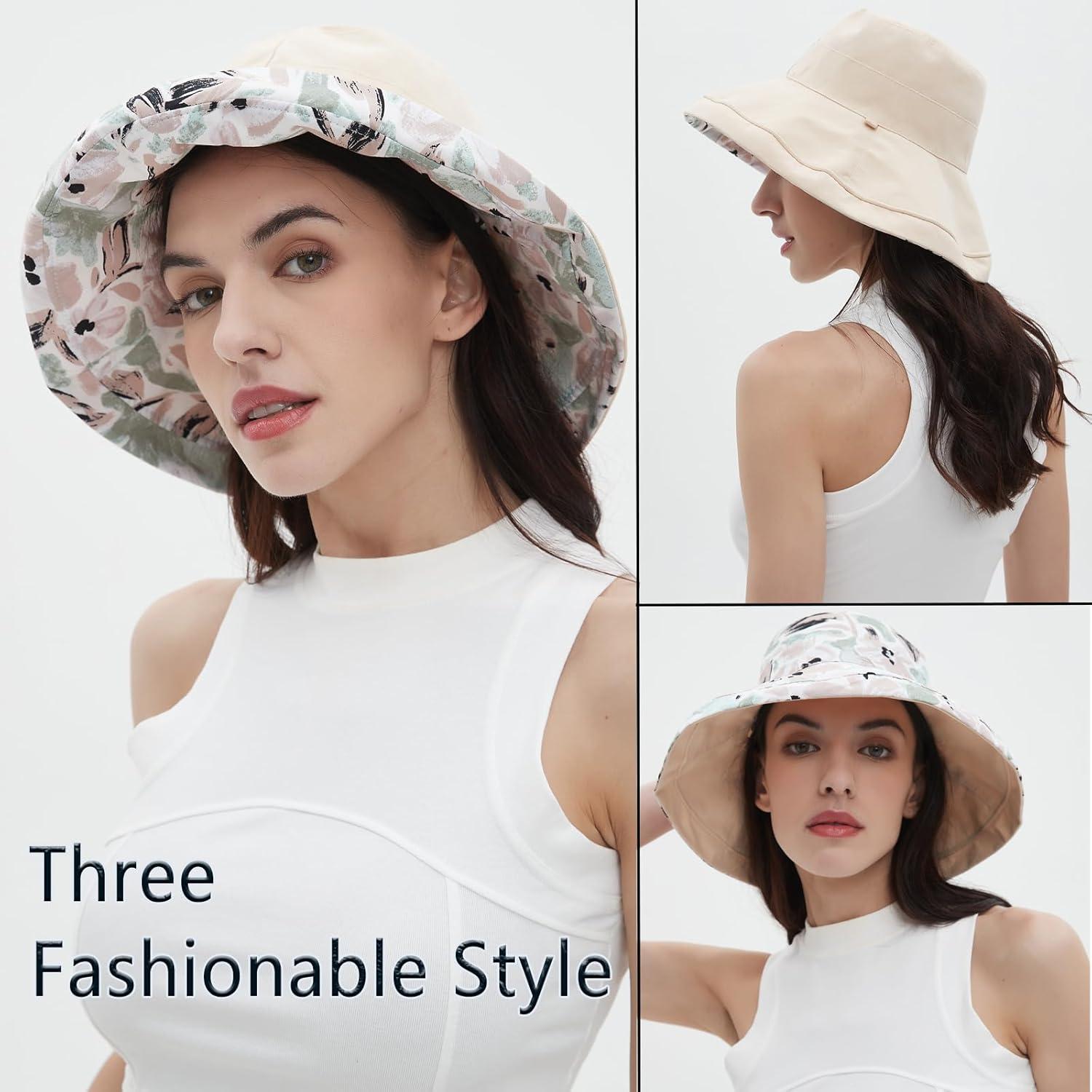 Sombrero de Sol Reversible Vidsel para Mujeres Ala Ancha UV50+