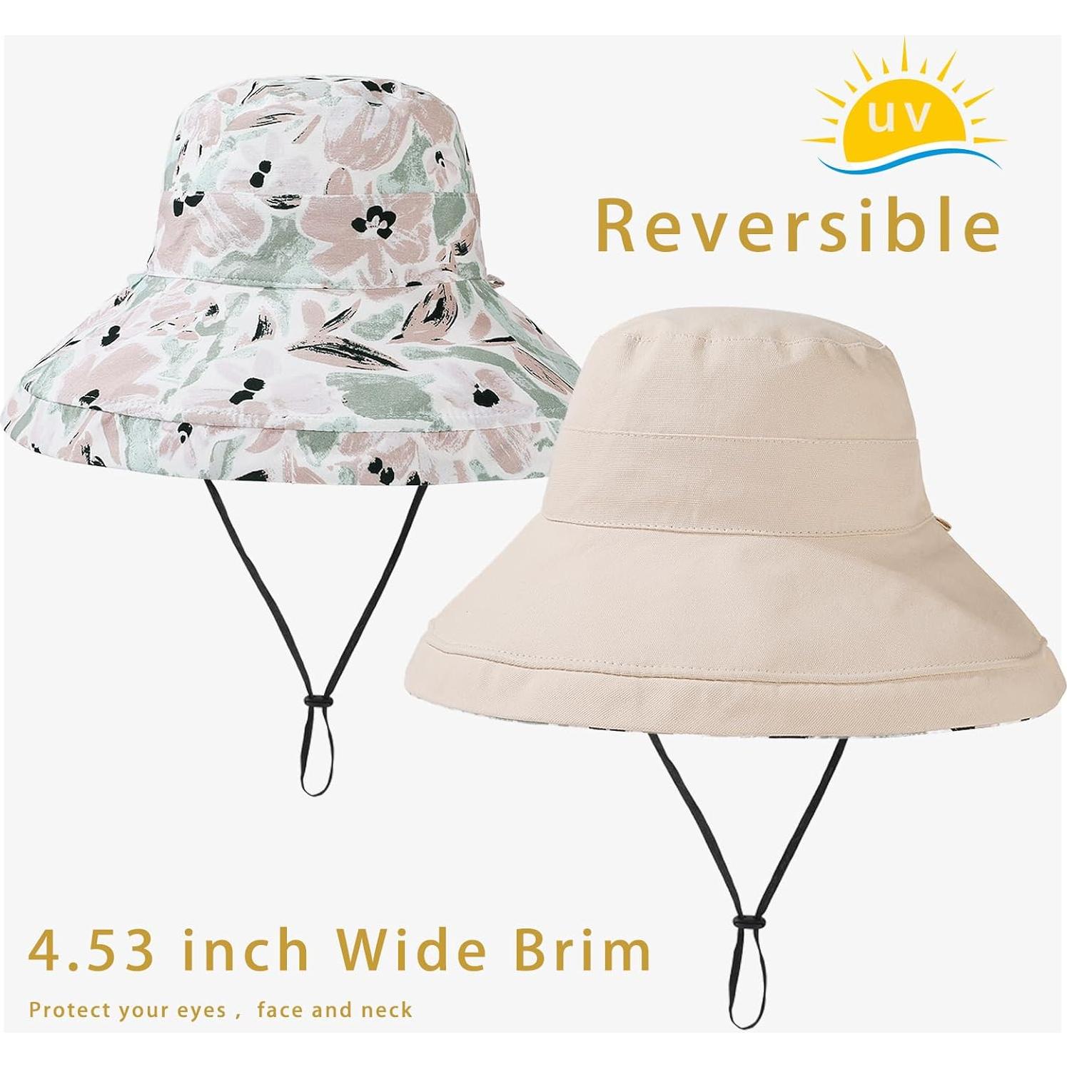 Sombrero de Sol Reversible Vidsel para Mujeres Ala Ancha UV50+