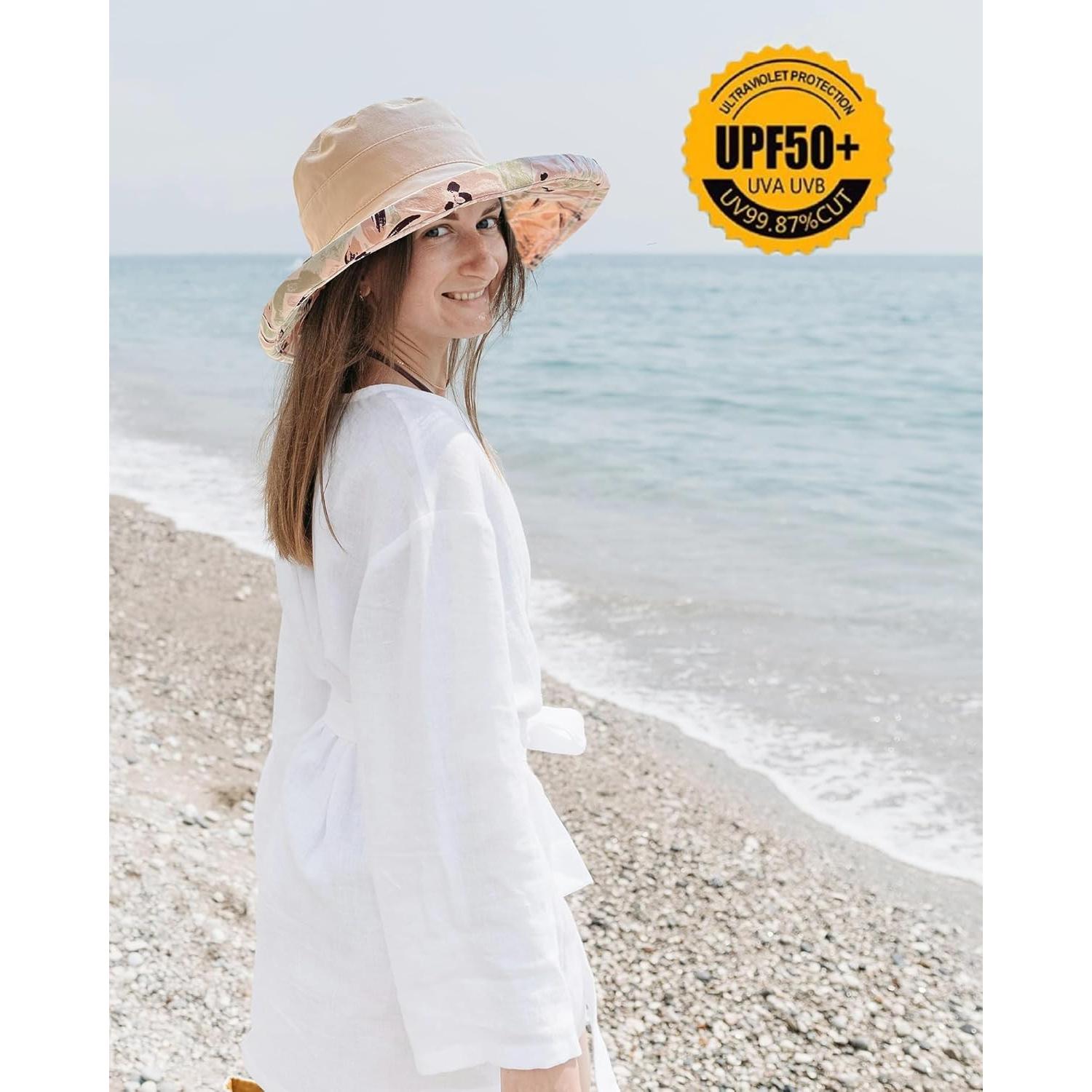 Sombrero de Sol Reversible Vidsel para Mujeres Ala Ancha UV50+