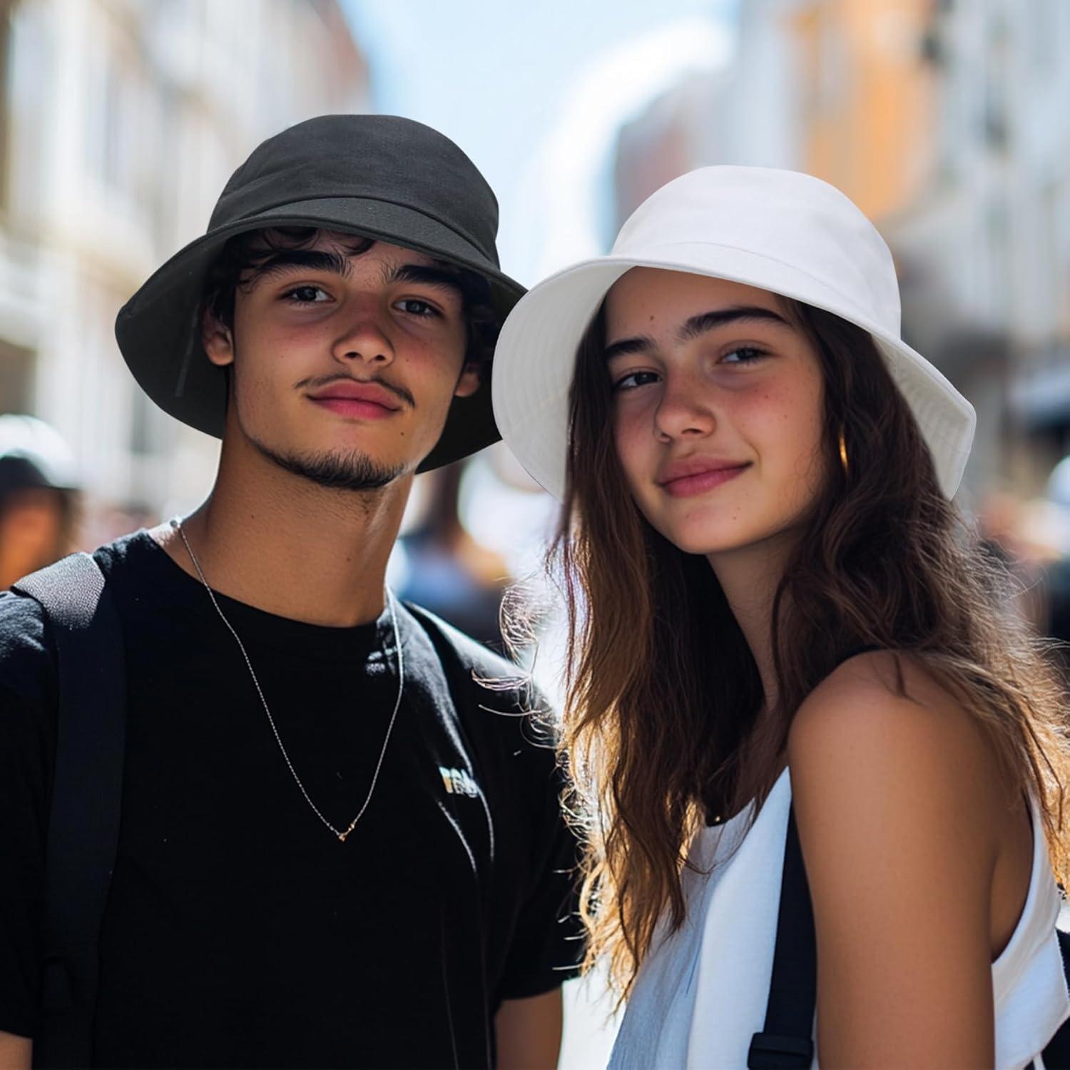 Sombrero de Cubo PFFY UV 50+ Unisex 2 Paquetes Blanco/Negro