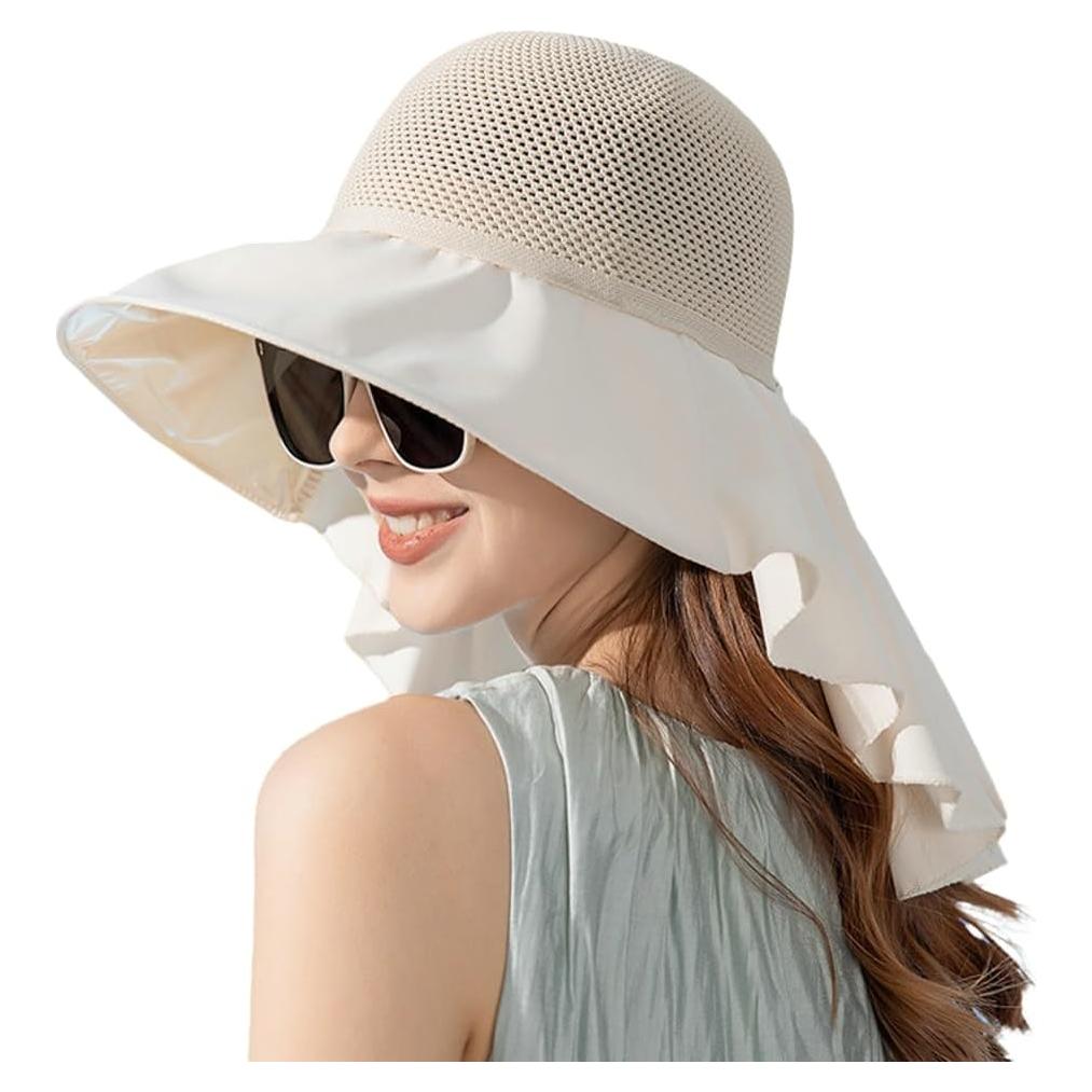 Sombrero de Sol Plegable Beige Mujer UPF 50+ Protección UV