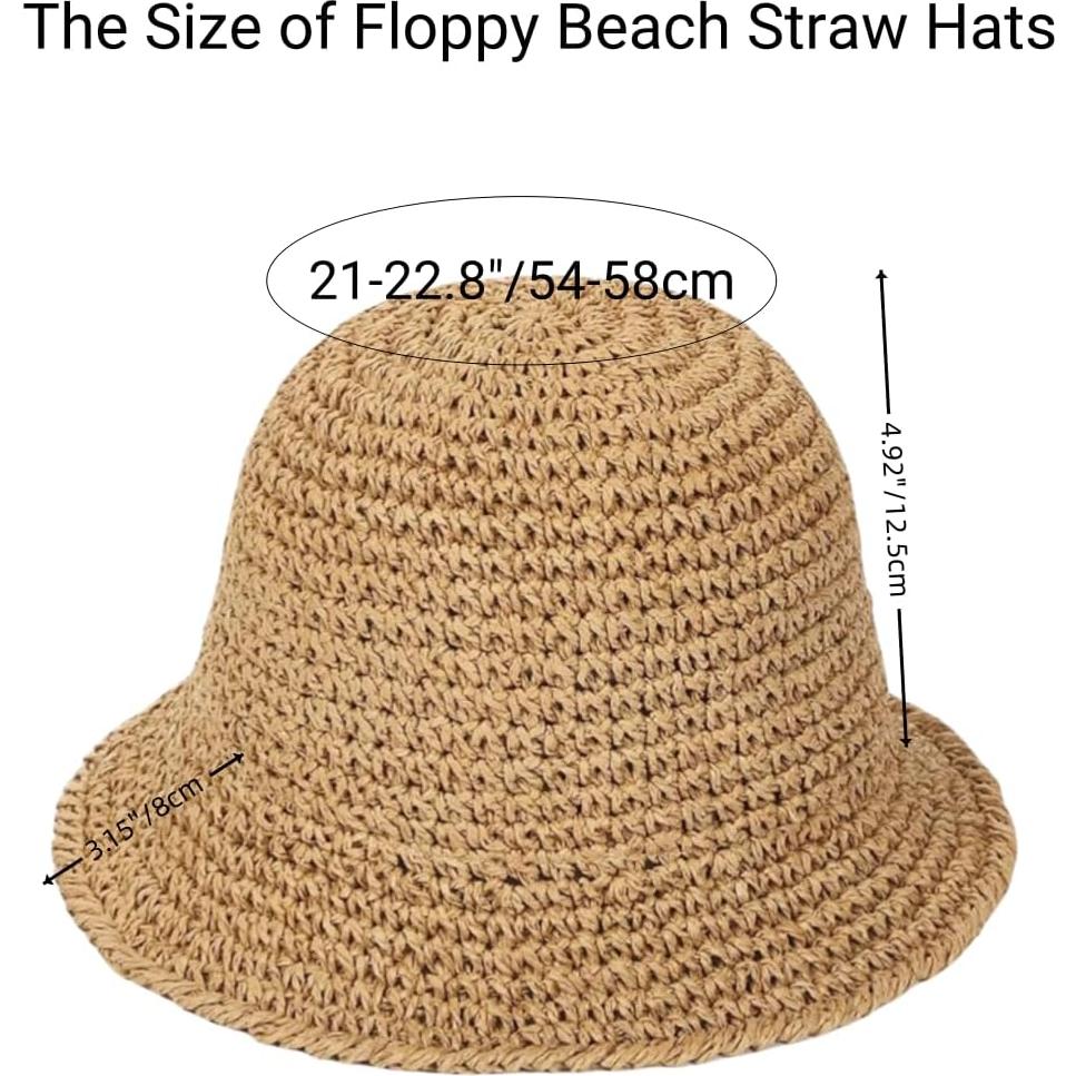 Sombrero de Paja de Sol para Mujeres - Ala Ancha Plegable