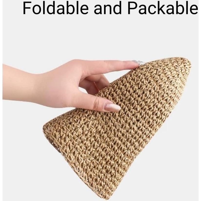 Sombrero de Paja de Sol para Mujeres - Ala Ancha Plegable