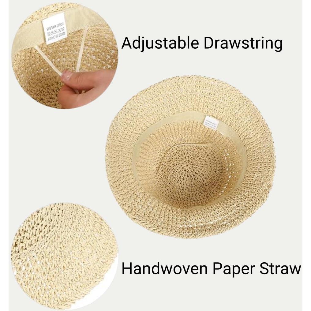 Sombrero de Paja de Sol para Mujeres - Ala Ancha Plegable