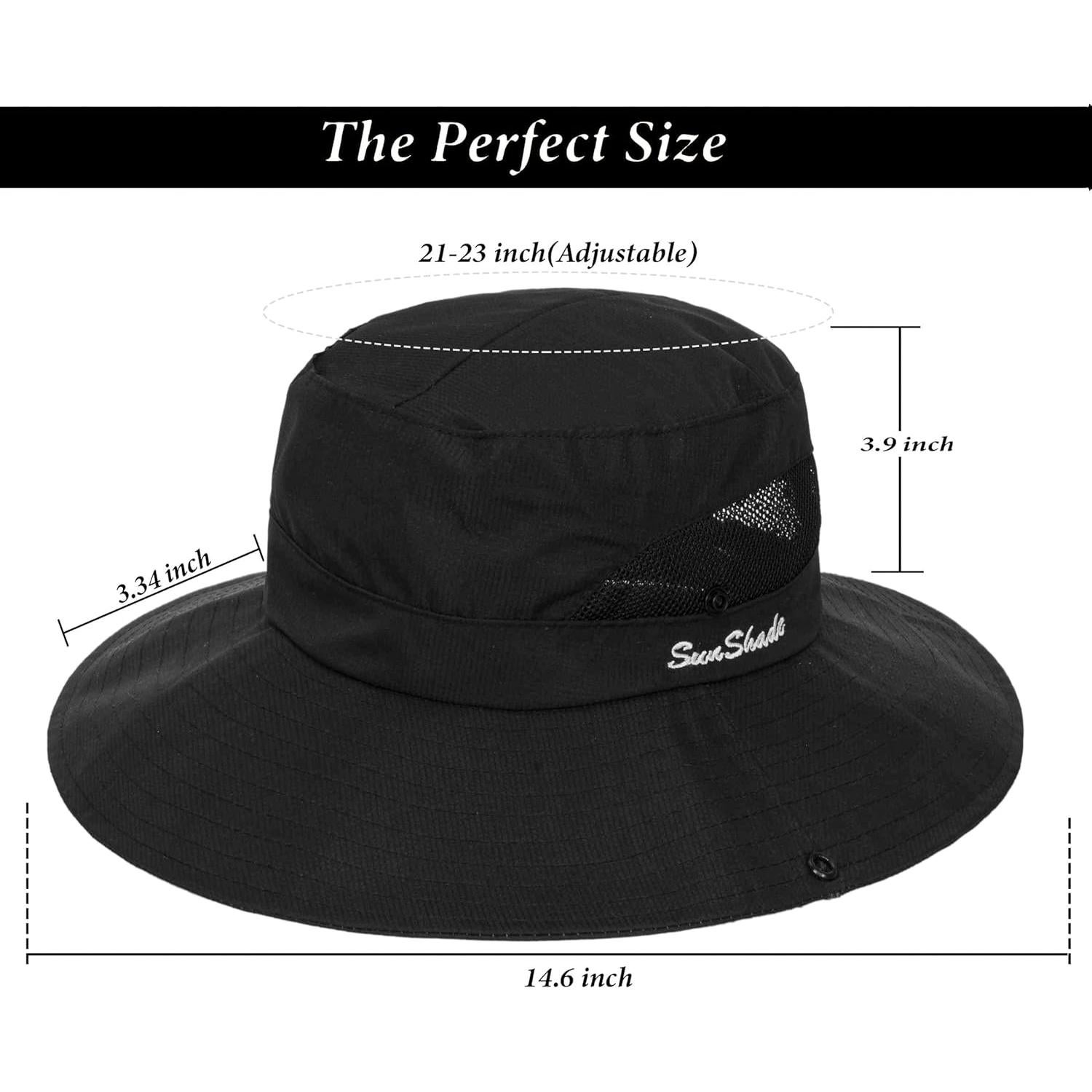 Sombrero de Sol Plegable para Mujeres con Protección UV Negro