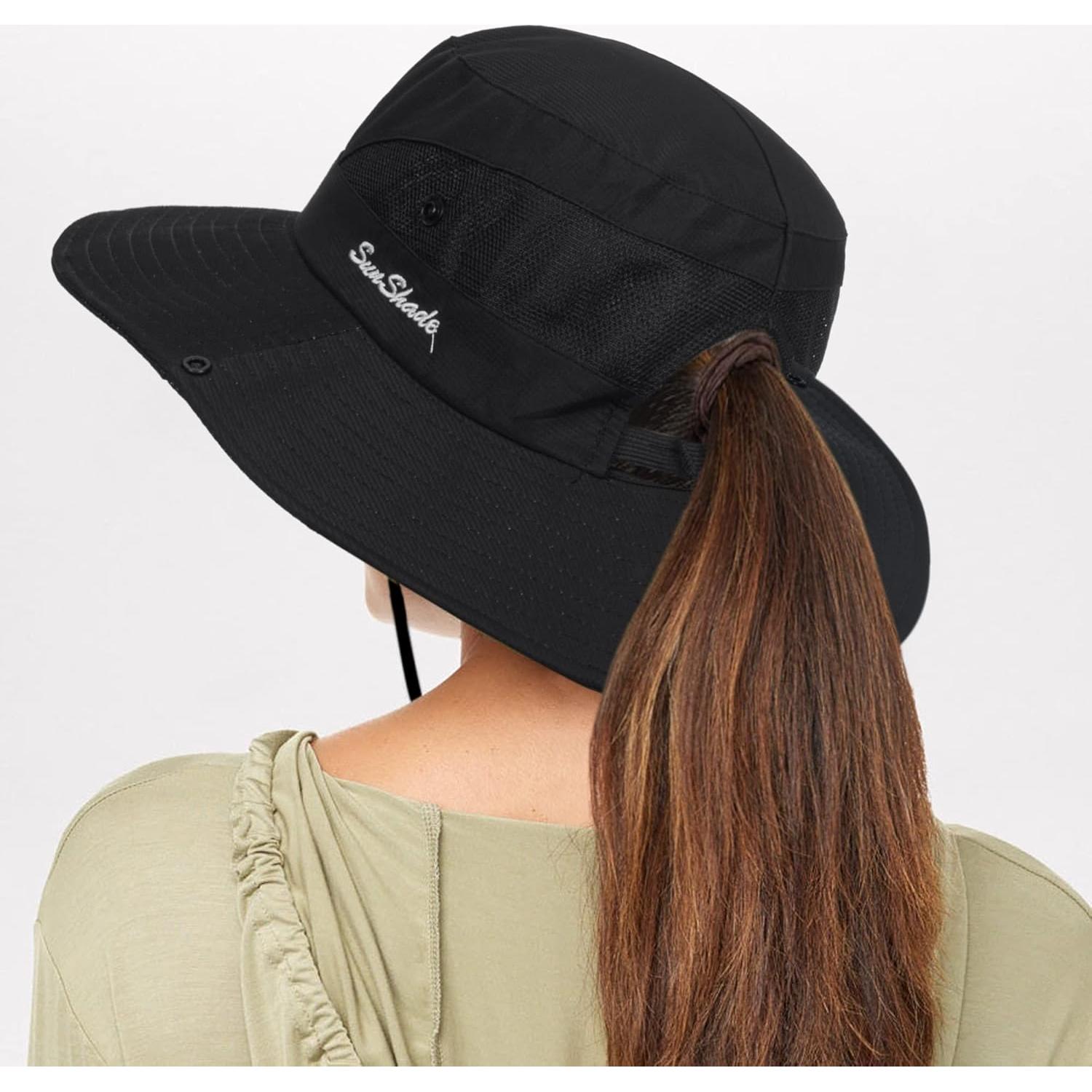 Sombrero de Sol Plegable para Mujeres con Protección UV Negro