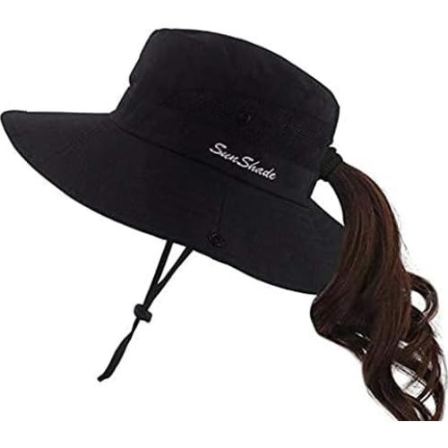 Sombrero de Sol Plegable para Mujeres con Protección UV Negro