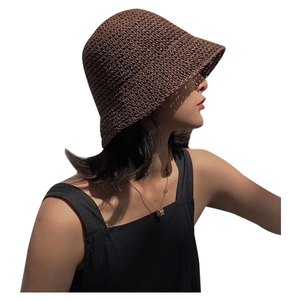 Sombrero de sol plegable para mujer - Protección UV - Café