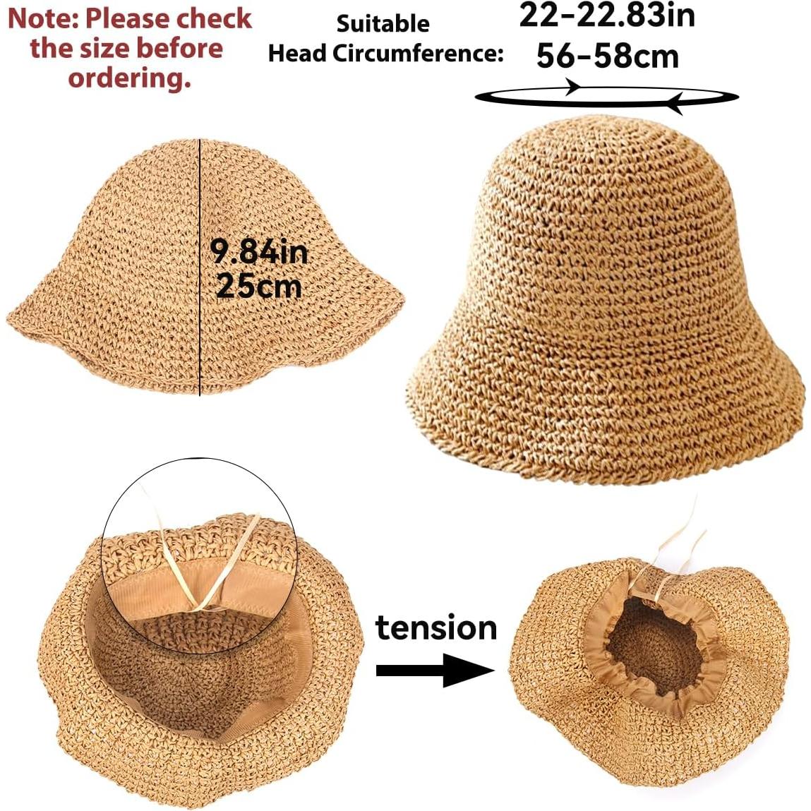 Sombrero de sol plegable para mujer - Protección UV - Café