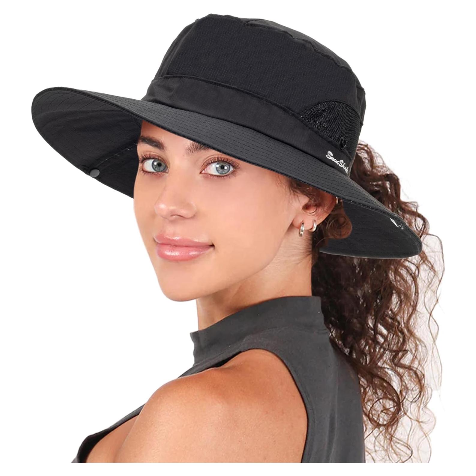 Sombrero de Verano Plegable para Mujeres - Protección UV - Negro