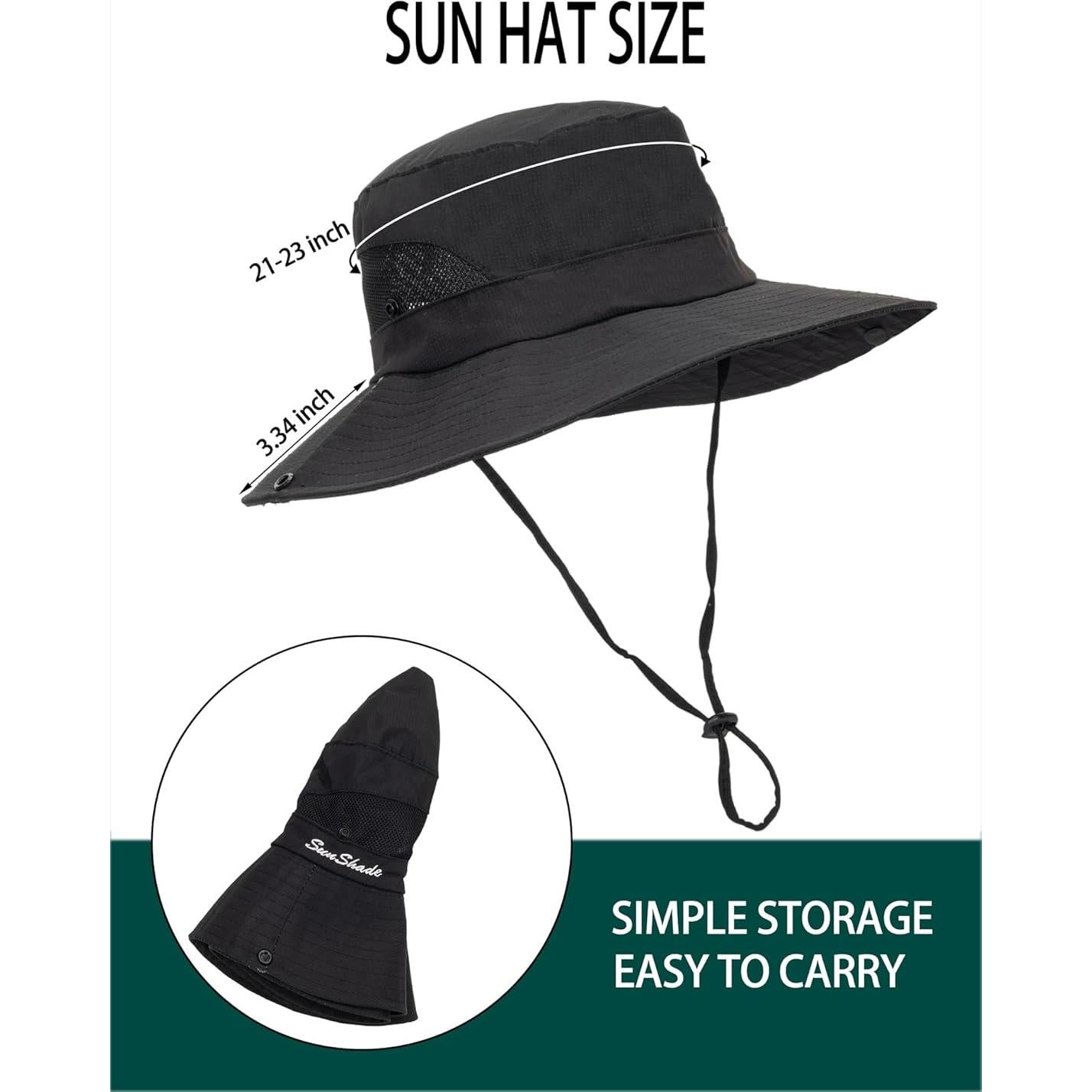 Sombrero de Verano Plegable para Mujeres - Protección UV - Negro