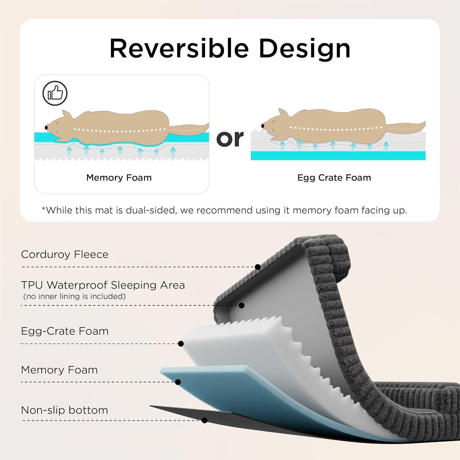 Cama Ortopédica para Perros Bedsure Grande Impermeable Gris