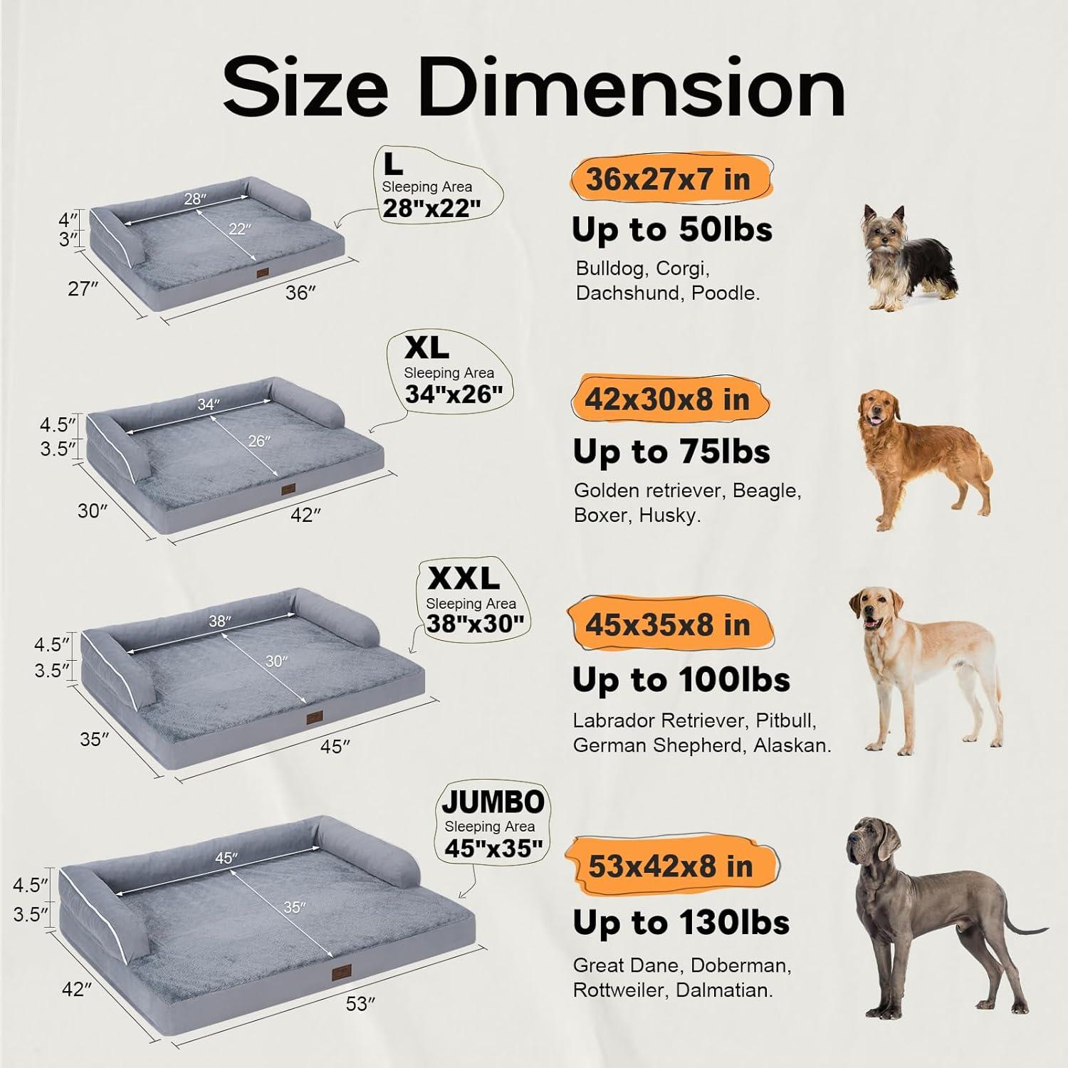 Cama Ortopédica para Perros XL Mekiy - Espuma Viscoelástica Impermeable