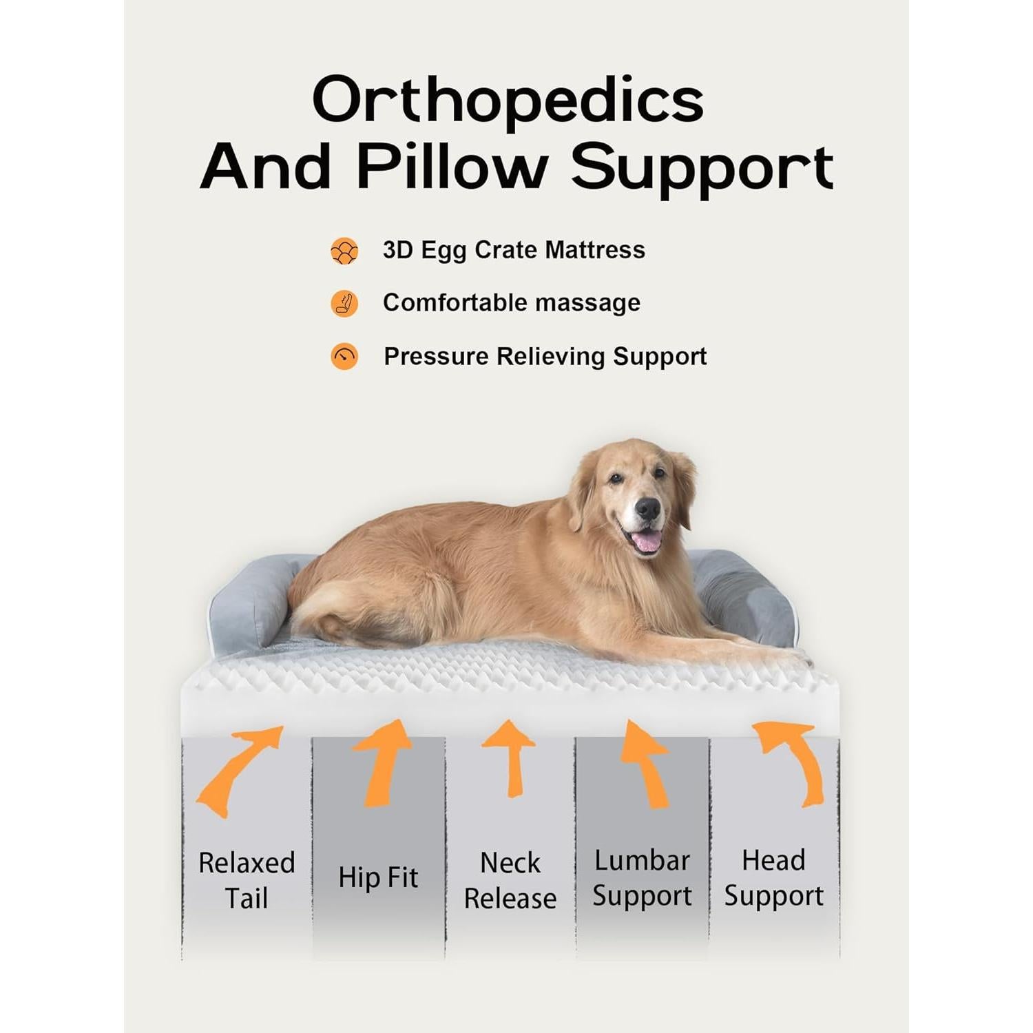 Cama Ortopédica para Perros XL Mekiy - Espuma Viscoelástica Impermeable