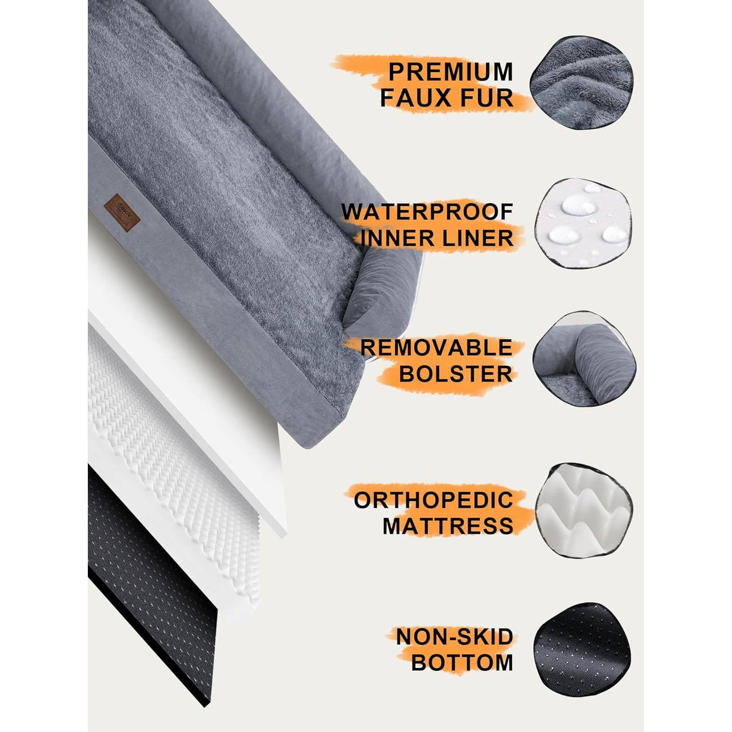 Cama Ortopédica para Perros XL Mekiy - Espuma Viscoelástica Impermeable