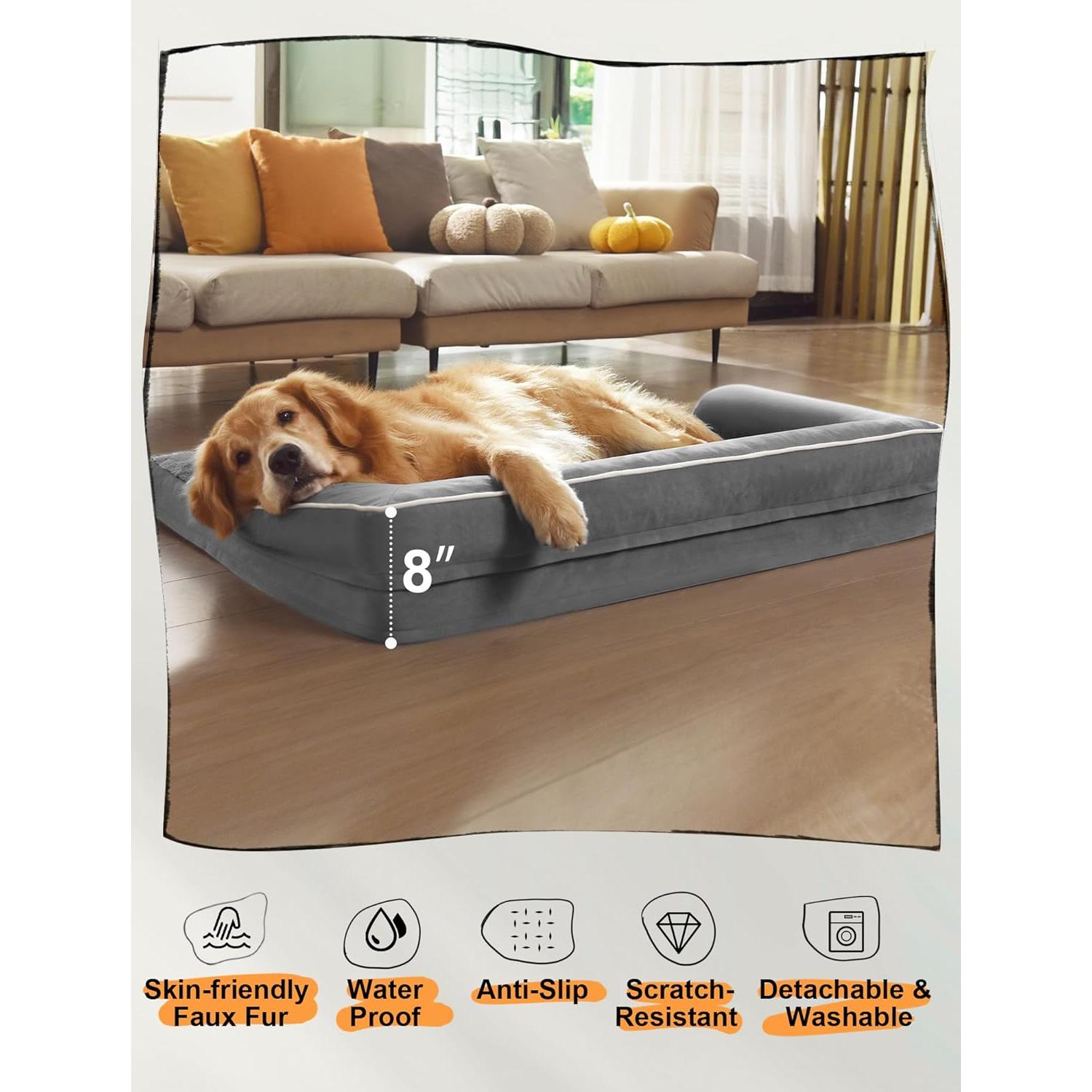 Cama Ortopédica para Perros XL Mekiy - Espuma Viscoelástica Impermeable