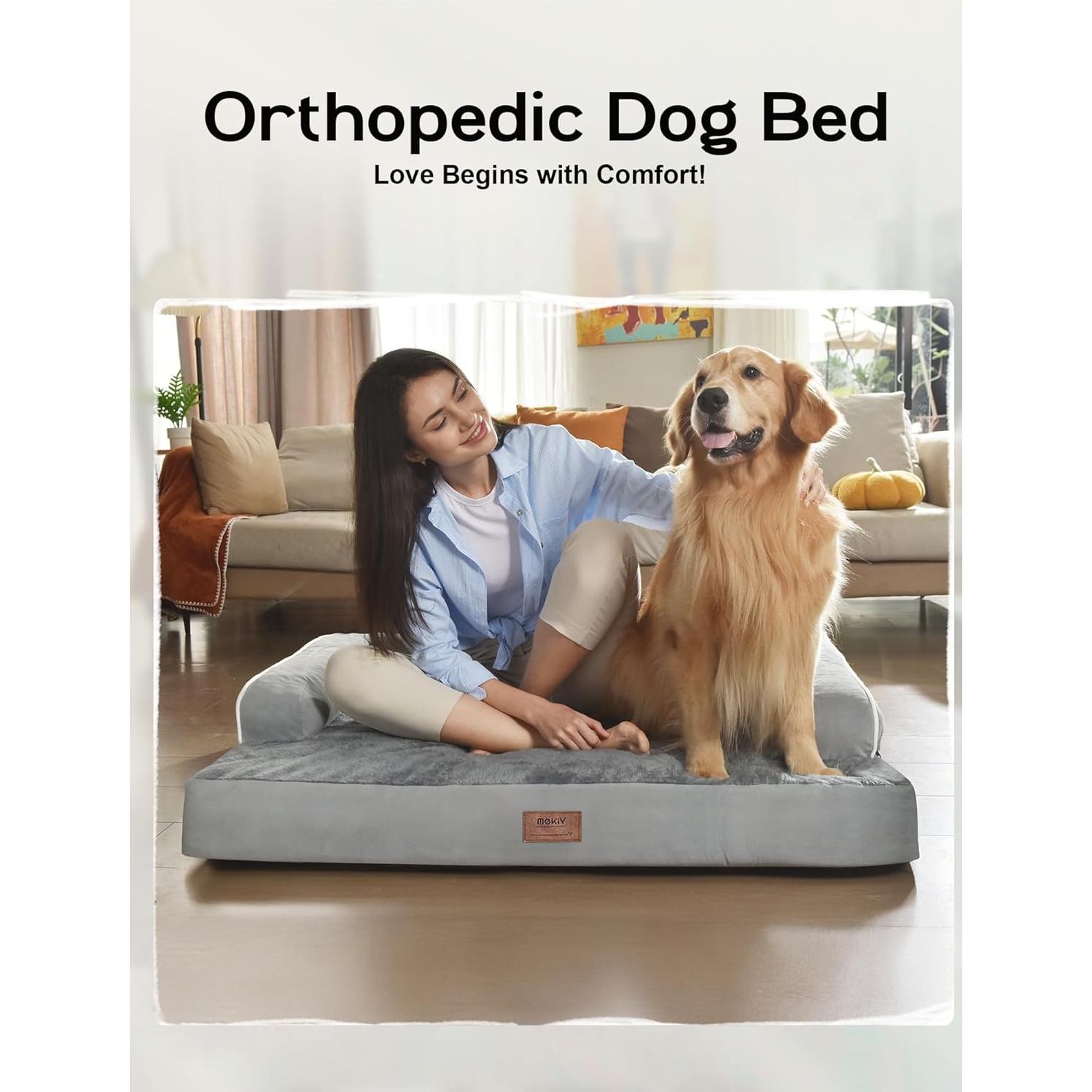 Cama Ortopédica para Perros XL Mekiy - Espuma Viscoelástica Impermeable