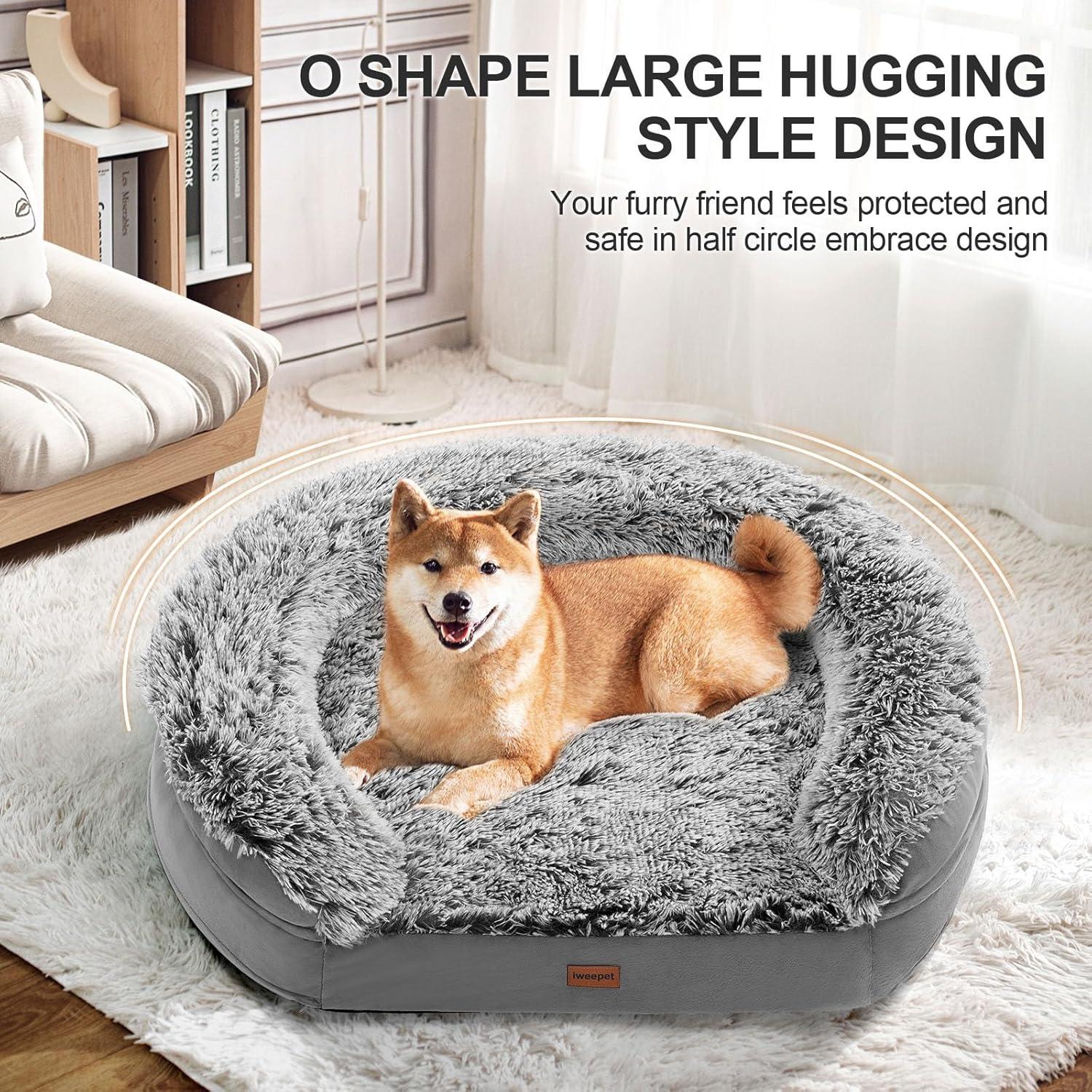 Cama ortopédica para perros iweepet XL 111.8x82.7cm con espuma