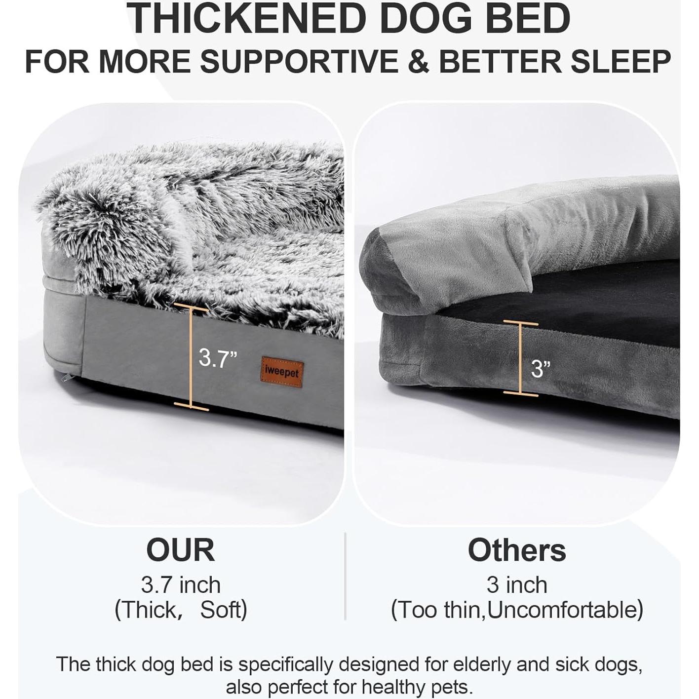 Cama ortopédica para perros iweepet XL 111.8x82.7cm con espuma