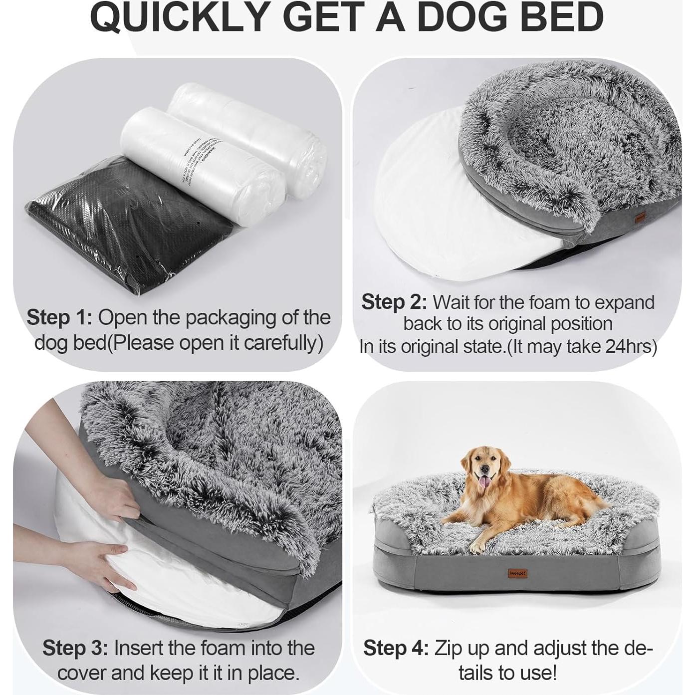 Cama ortopédica para perros iweepet XL 111.8x82.7cm con espuma