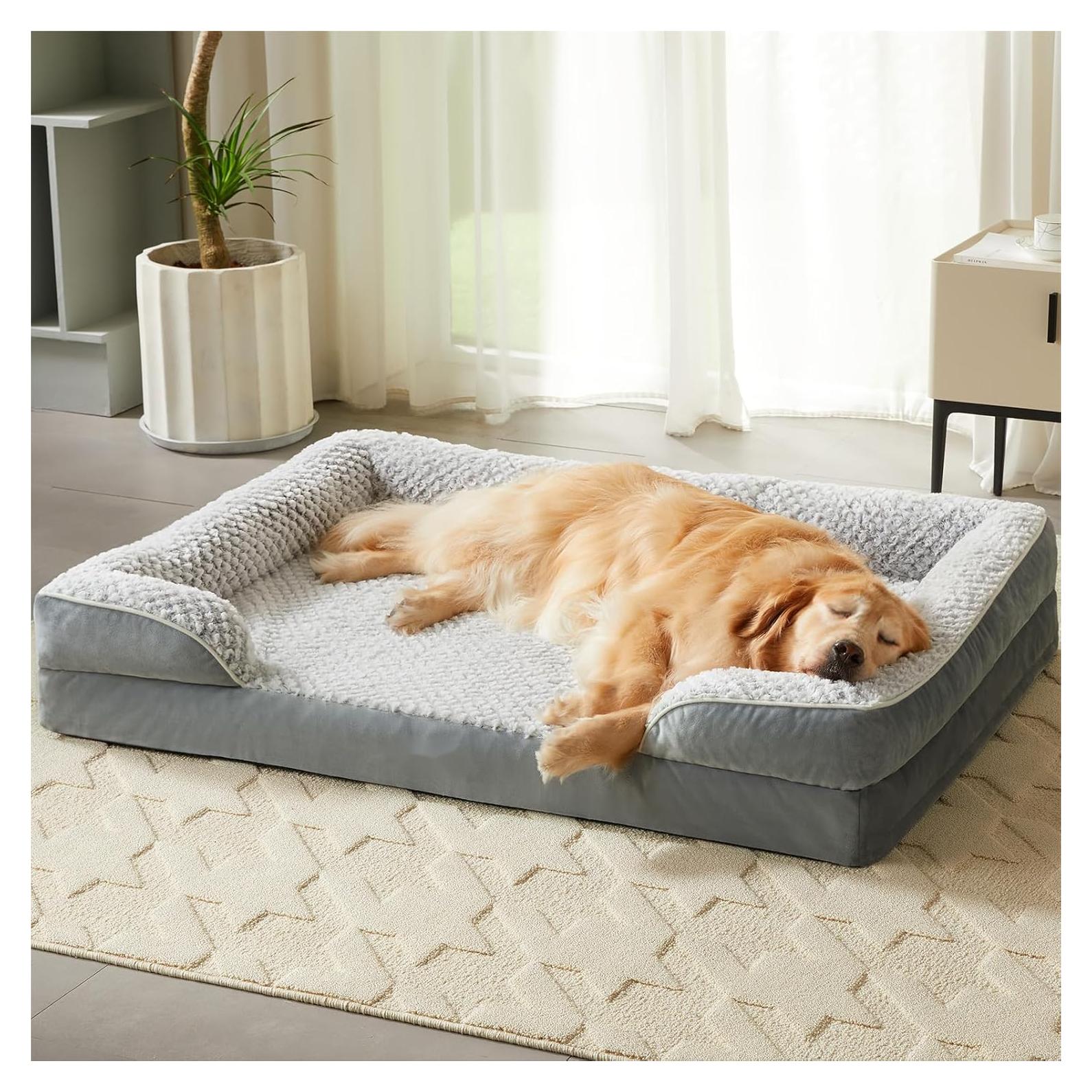 Cama ortopédica para perros grandes LEXTRO 91x68 cm gris
