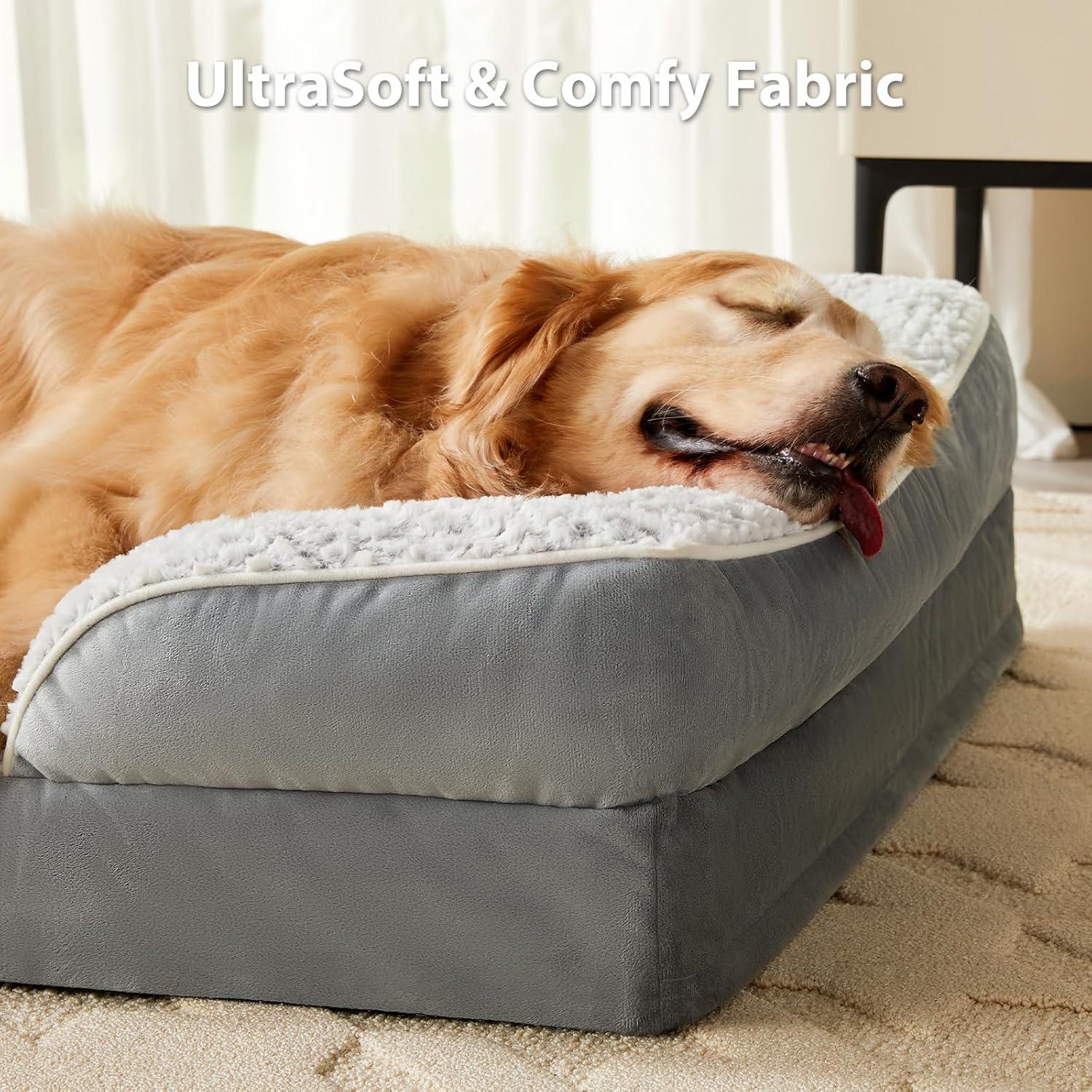 Cama ortopédica para perros grandes LEXTRO 91x68 cm gris