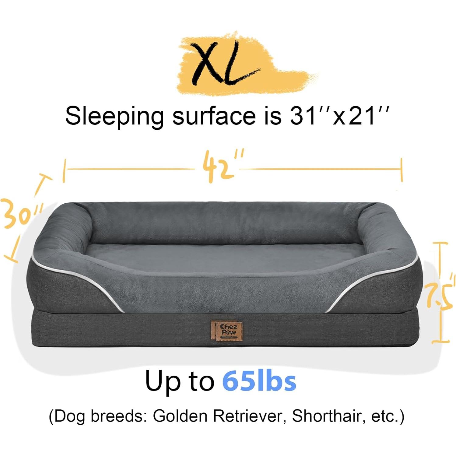 Cama Ortopédica Grande para Perros Chez Paw - 106.68x76.2cm