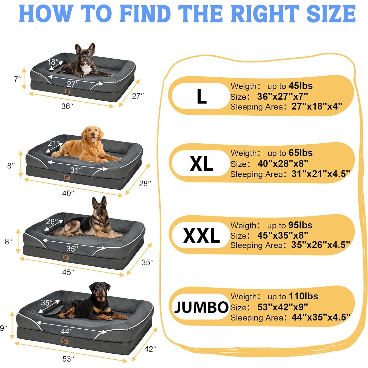 Cama Ortopédica Grande para Perros Chez Paw - 106.68x76.2cm