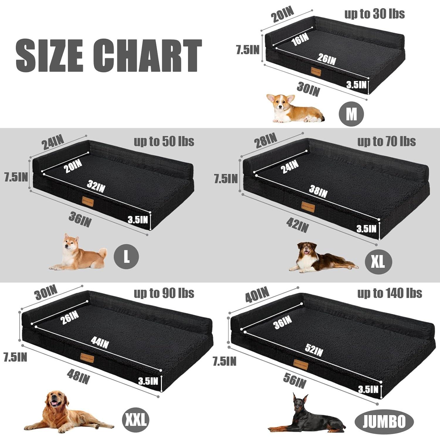 Cama Ortopédica para Perros Patas Lague 36x24'' Negra