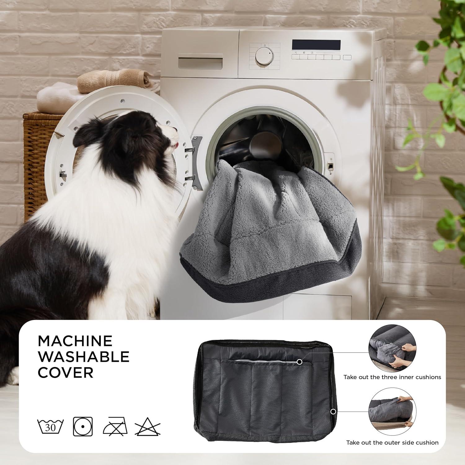 Cama ortopédica para perros Bedsure 89x64 cm gris impermeable