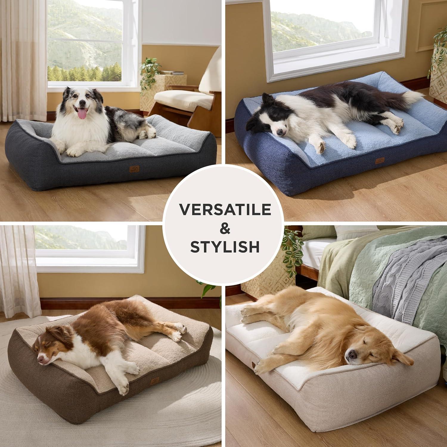 Cama ortopédica para perros Bedsure 89x64 cm gris impermeable