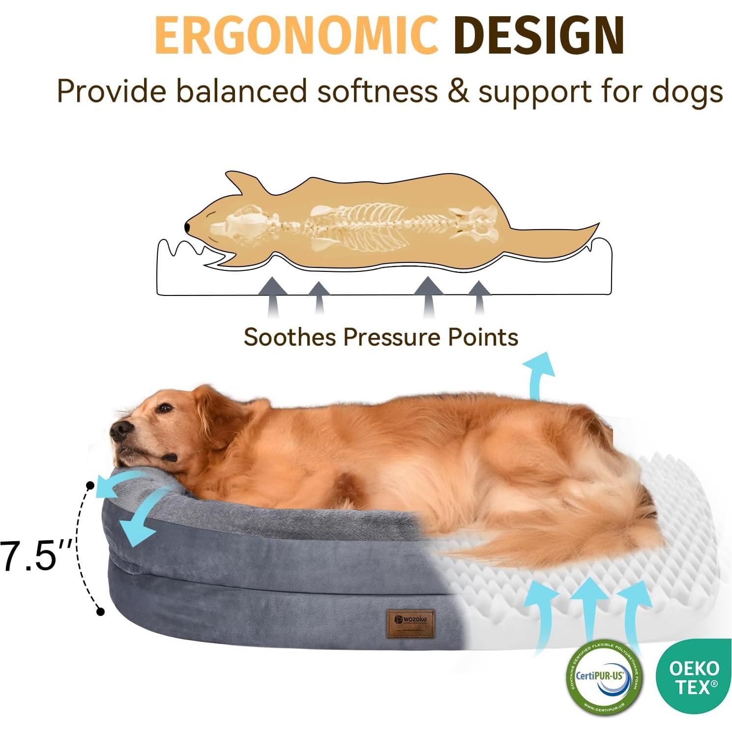 Cama Ortopédica para Perros Grande Wozoke XL Lavable Impermeable