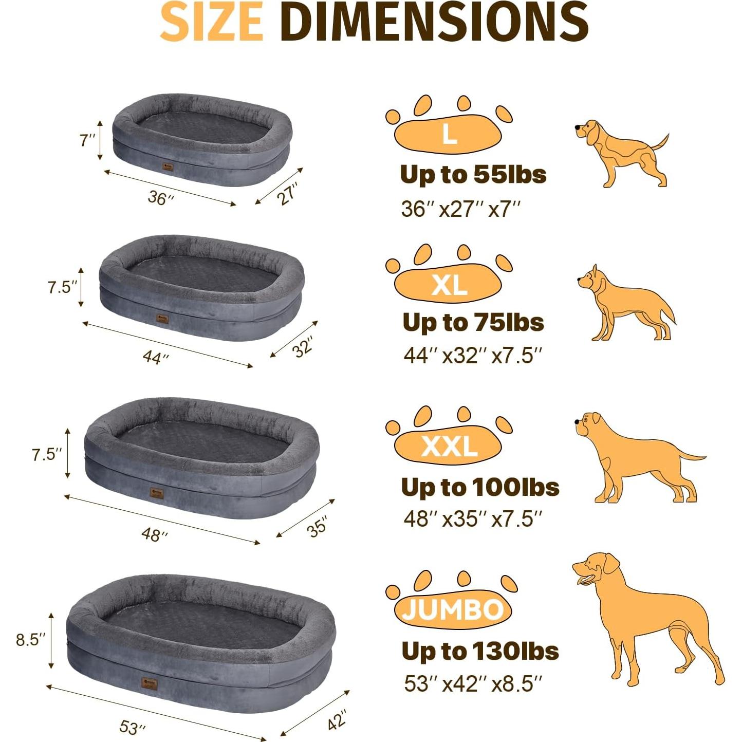Cama Ortopédica para Perros Grande Wozoke XL Lavable Impermeable