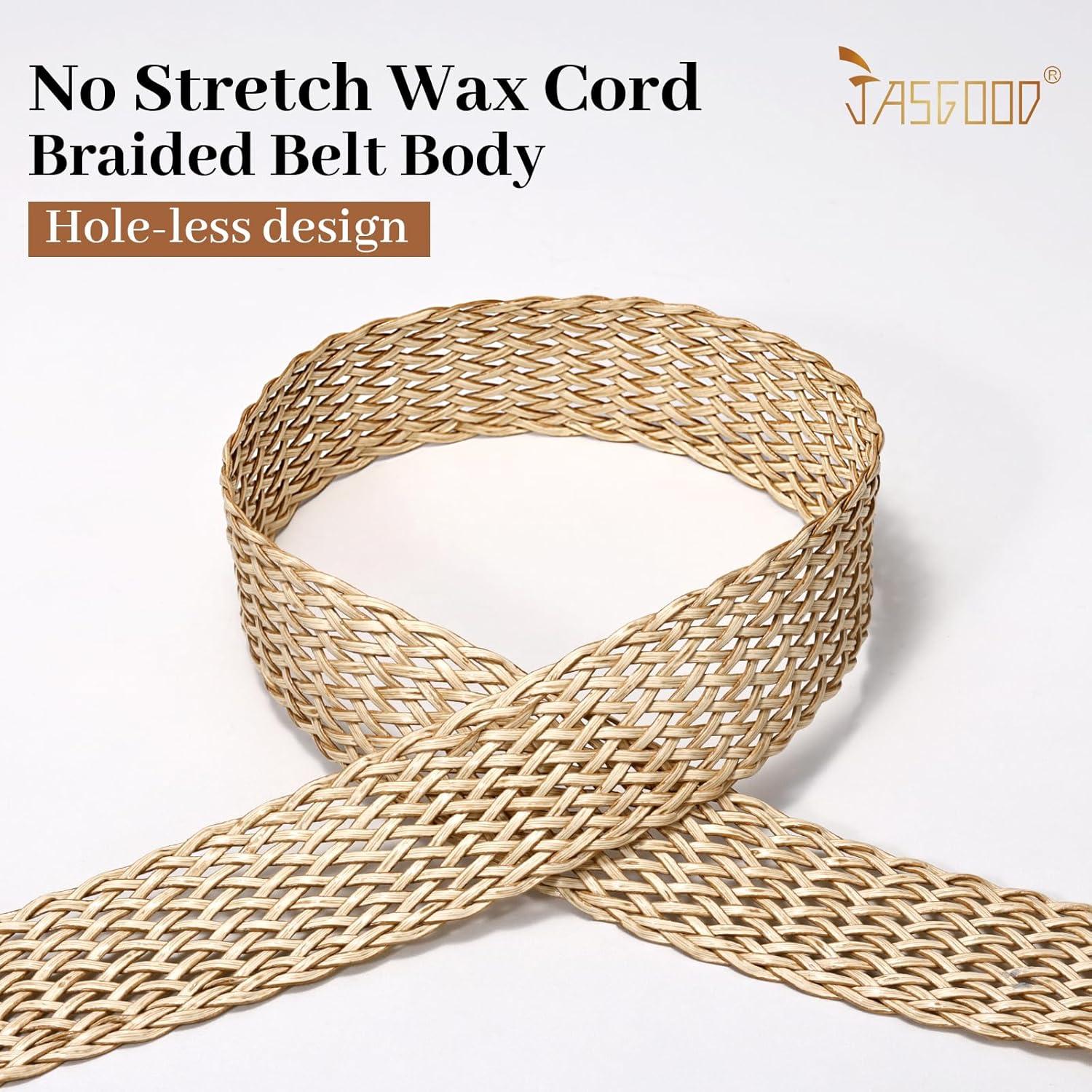 Cinturón trenzado boho JASGOOD de paja para mujeres 76.2 cm