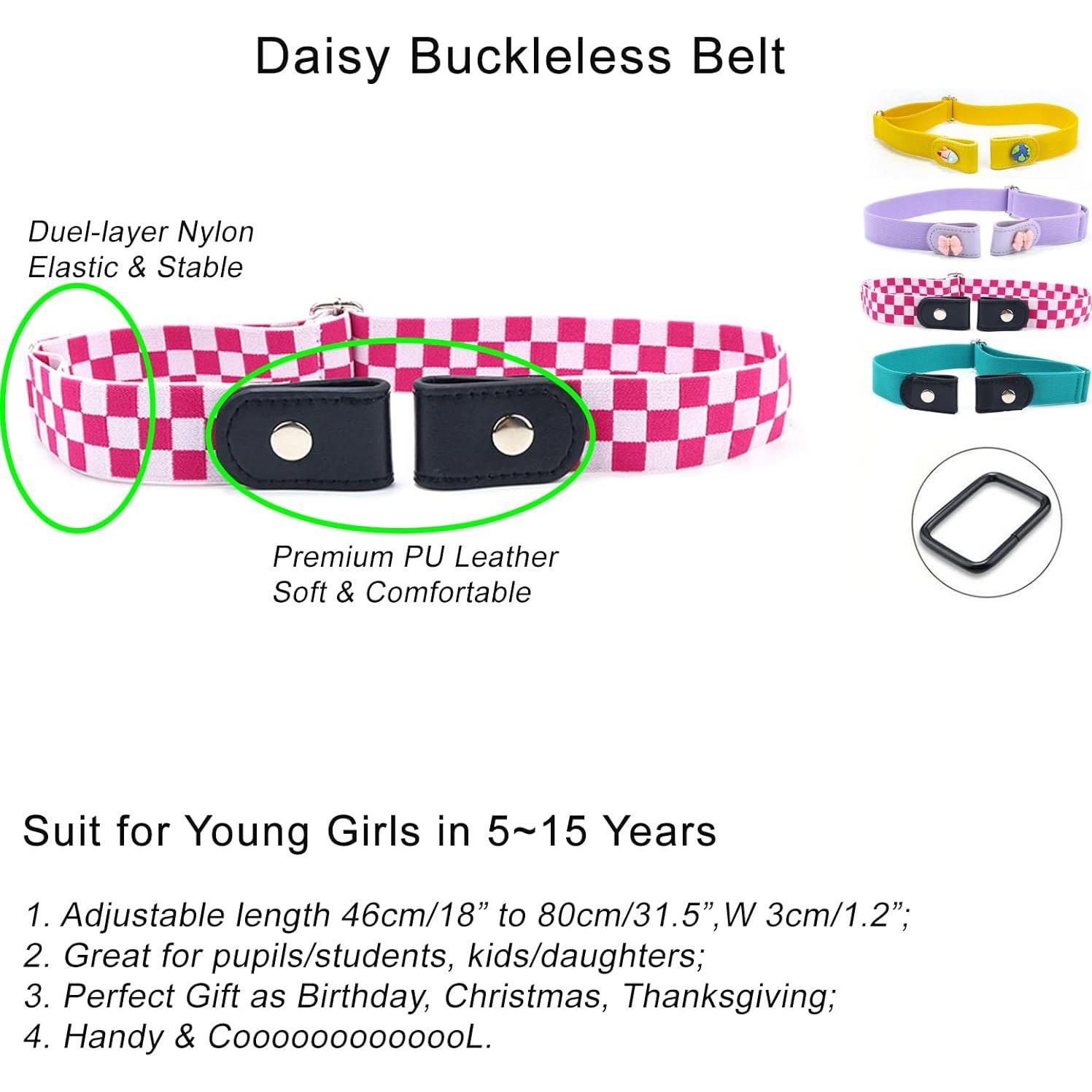 Cinturones Elásticos Sin Hebilla para Niñas - 2 Piezas Amarillo y Morado