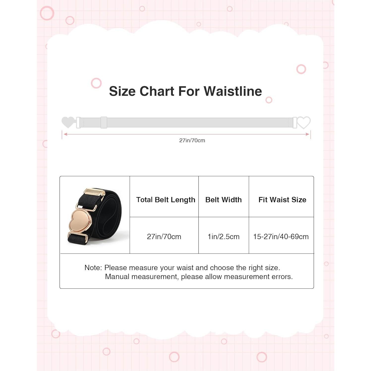 Cinturón Elástico AWAYTR para Niñas con Hebilla Corazón