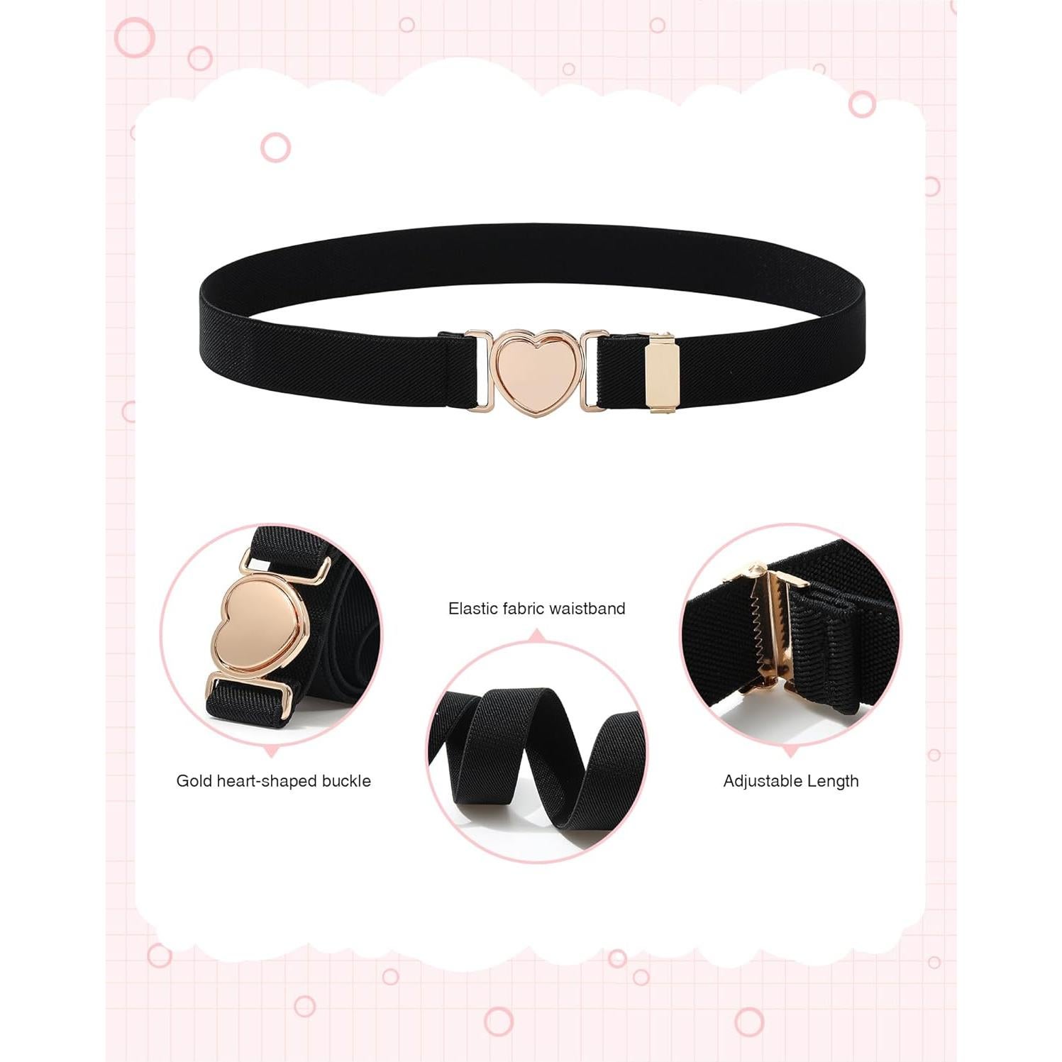 Cinturón Elástico AWAYTR para Niñas con Hebilla Corazón