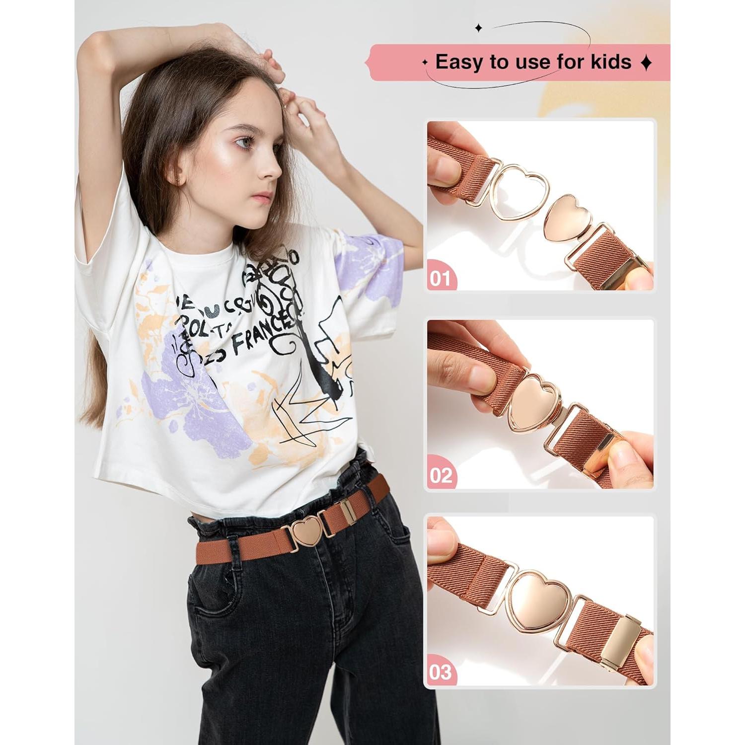 Cinturón Elástico AWAYTR para Niñas con Hebilla Corazón