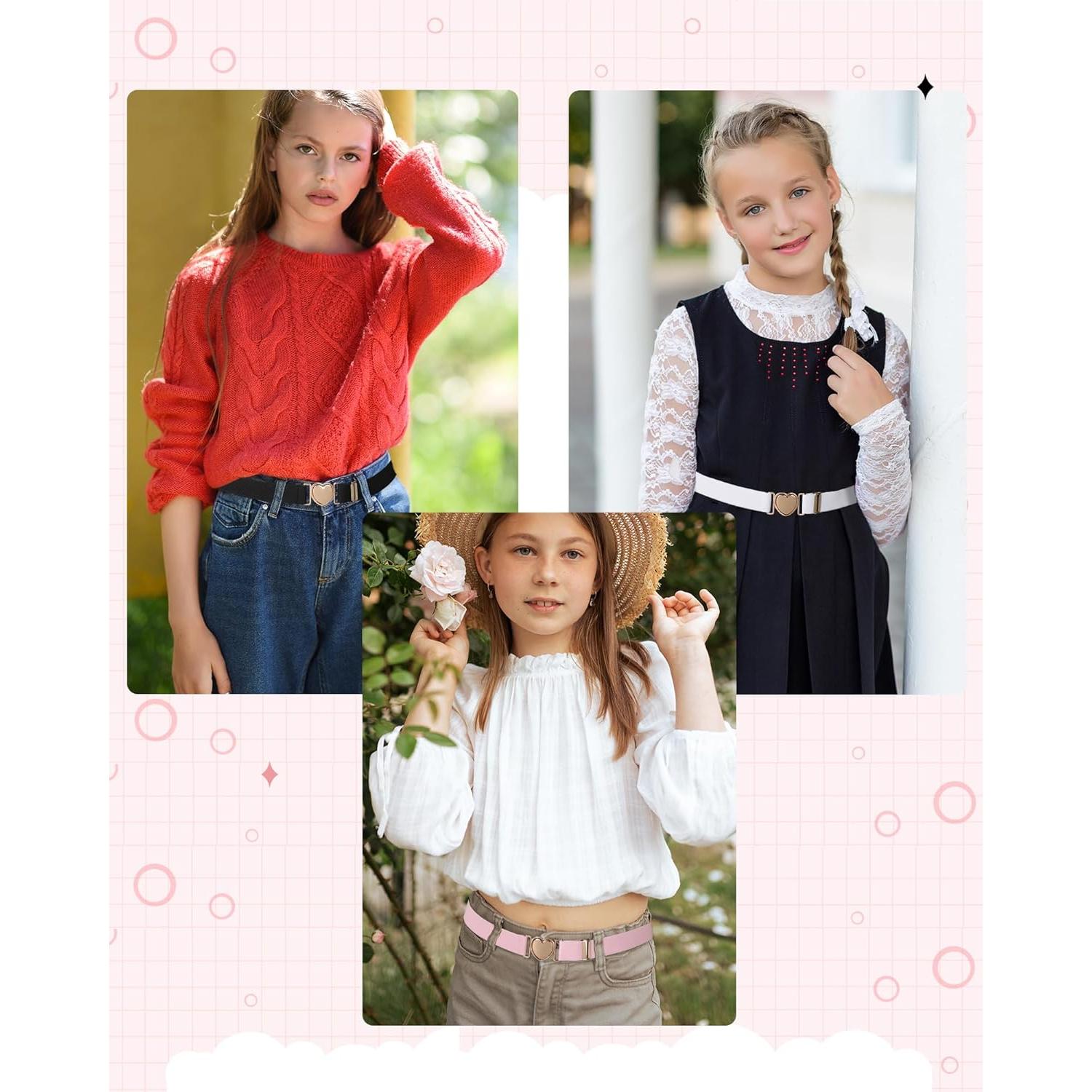 Cinturón Elástico AWAYTR para Niñas con Hebilla Corazón