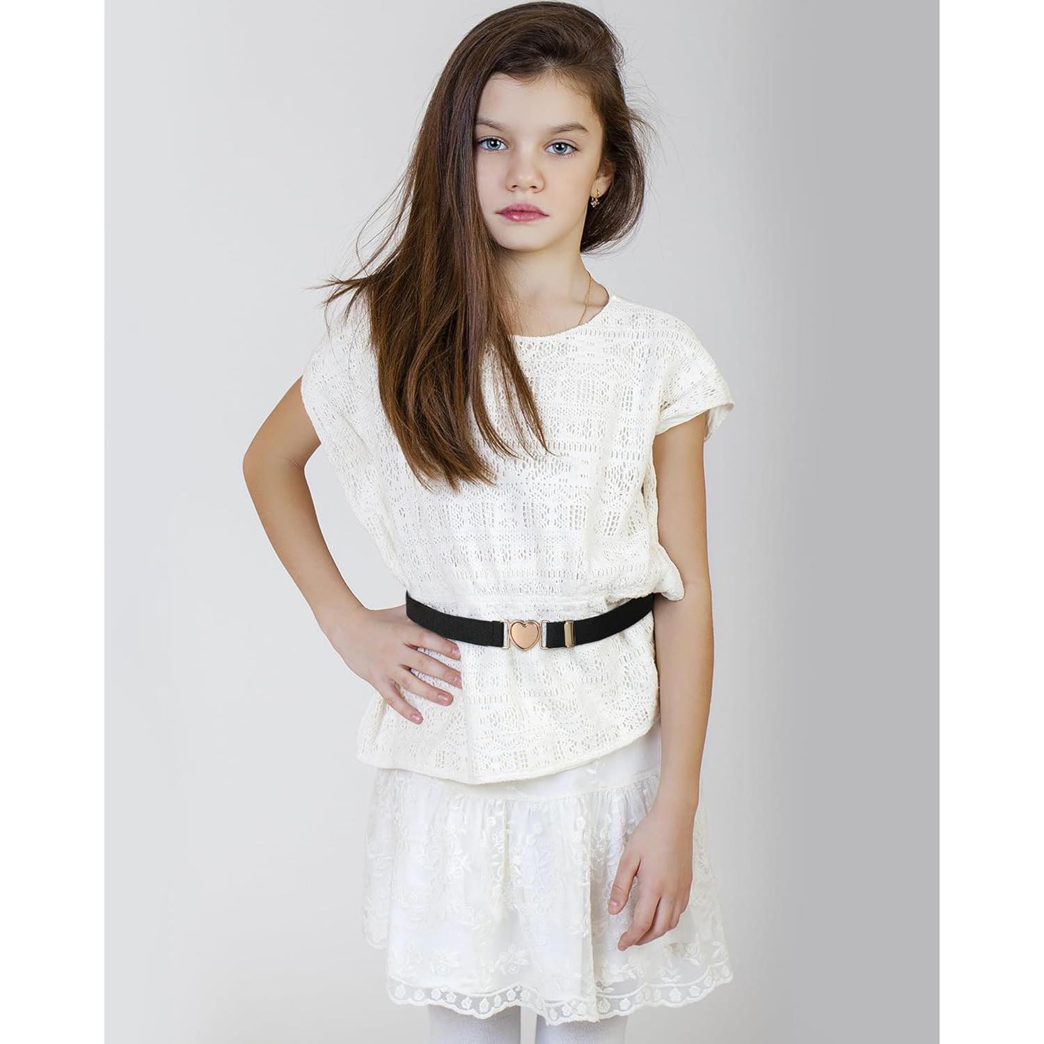 Cinturón Elástico AWAYTR para Niñas con Hebilla Corazón