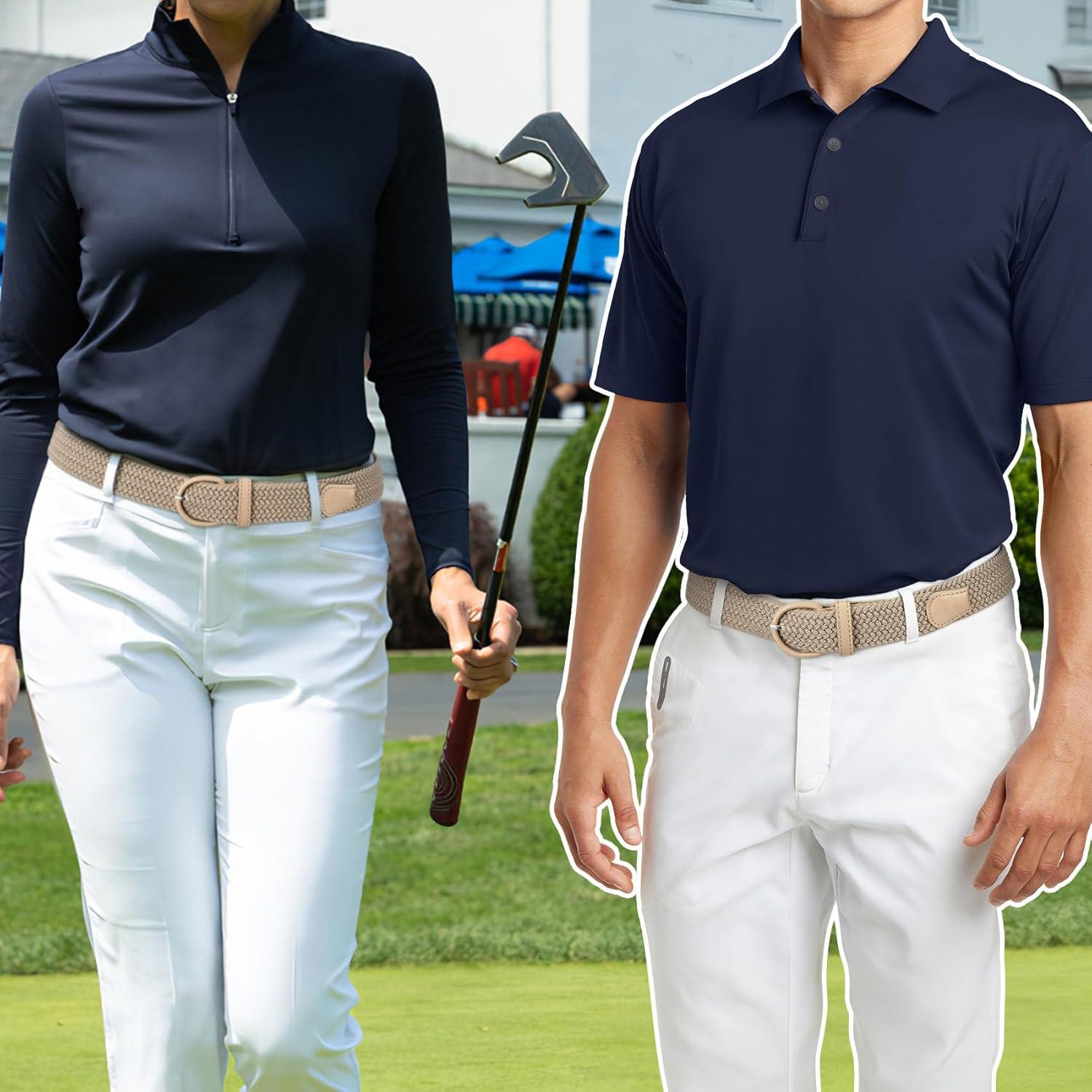 Cinturón Elástico Trenzado JASGOOD Beige para Mujeres 3.4 cm