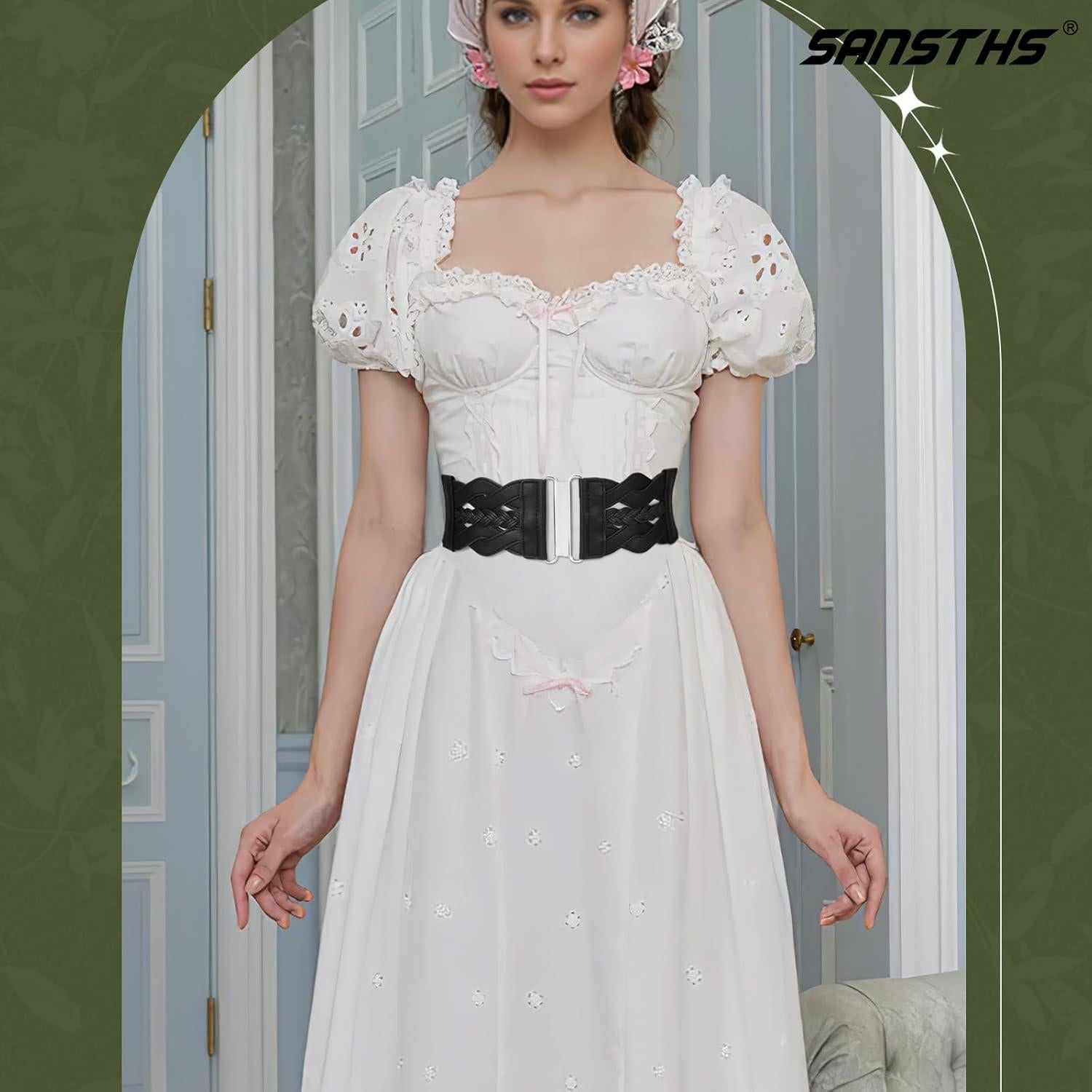 Cinturón Elástico Vintage SANSTHS para Mujeres - Ancho 7.62 cm