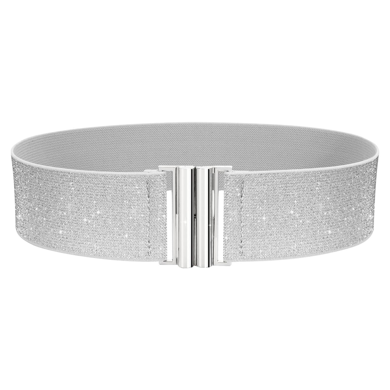 Cinturón Elástico Ancho VONMELLI para Mujeres - Ajustable Plata