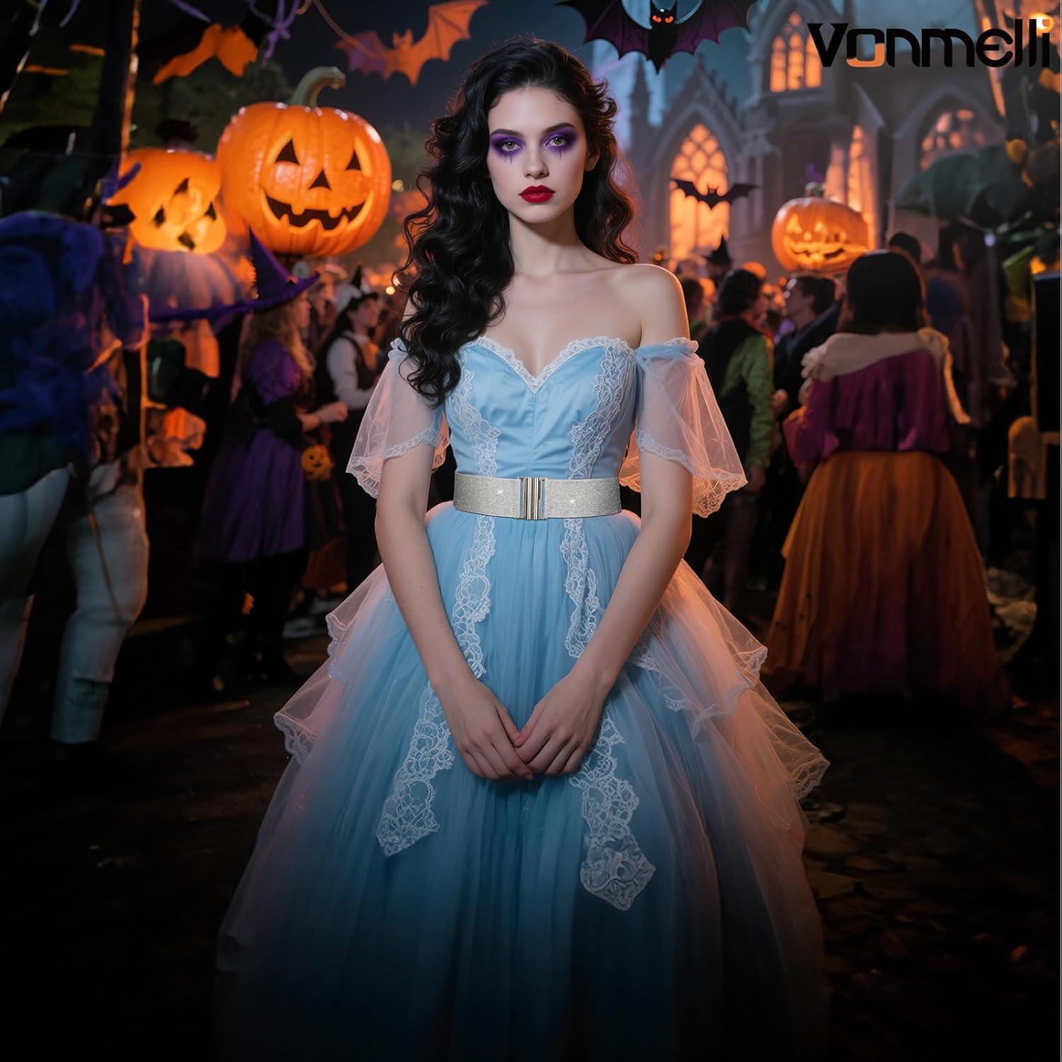 Cinturón Elástico Ancho VONMELLI para Mujeres - Ajustable Plata