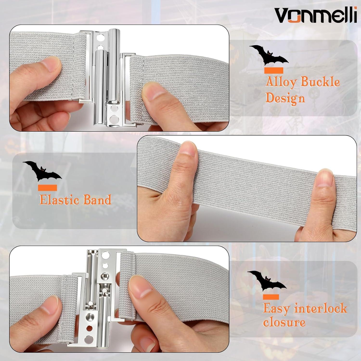 Cinturón Elástico Ancho VONMELLI para Mujeres - Ajustable Plata