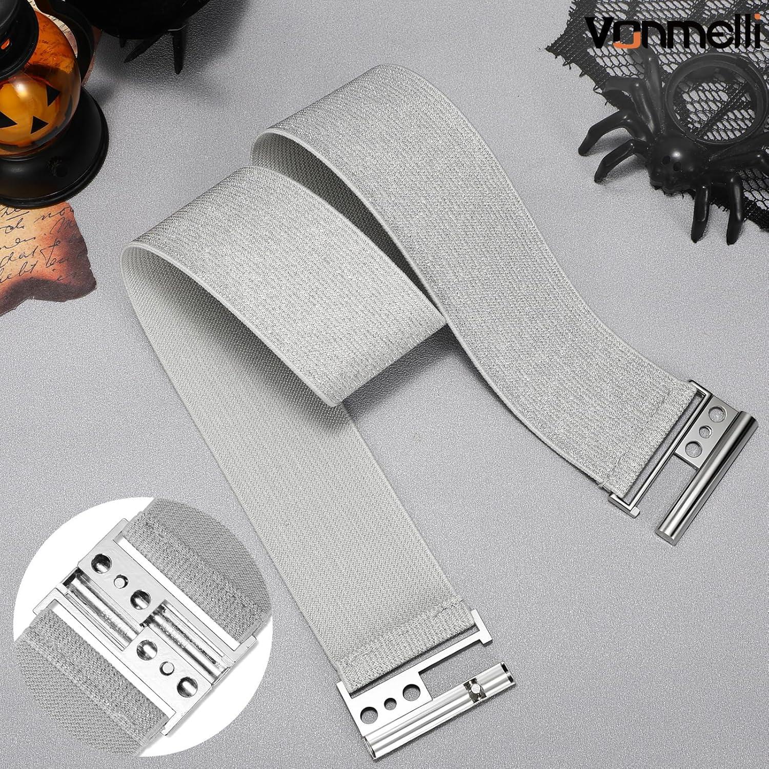 Cinturón Elástico Ancho VONMELLI para Mujeres - Ajustable Plata