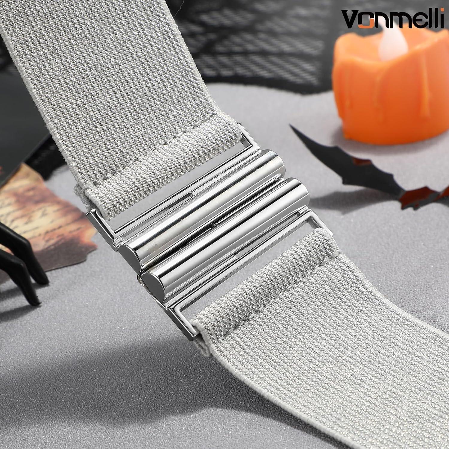 Cinturón Elástico Ancho VONMELLI para Mujeres - Ajustable Plata